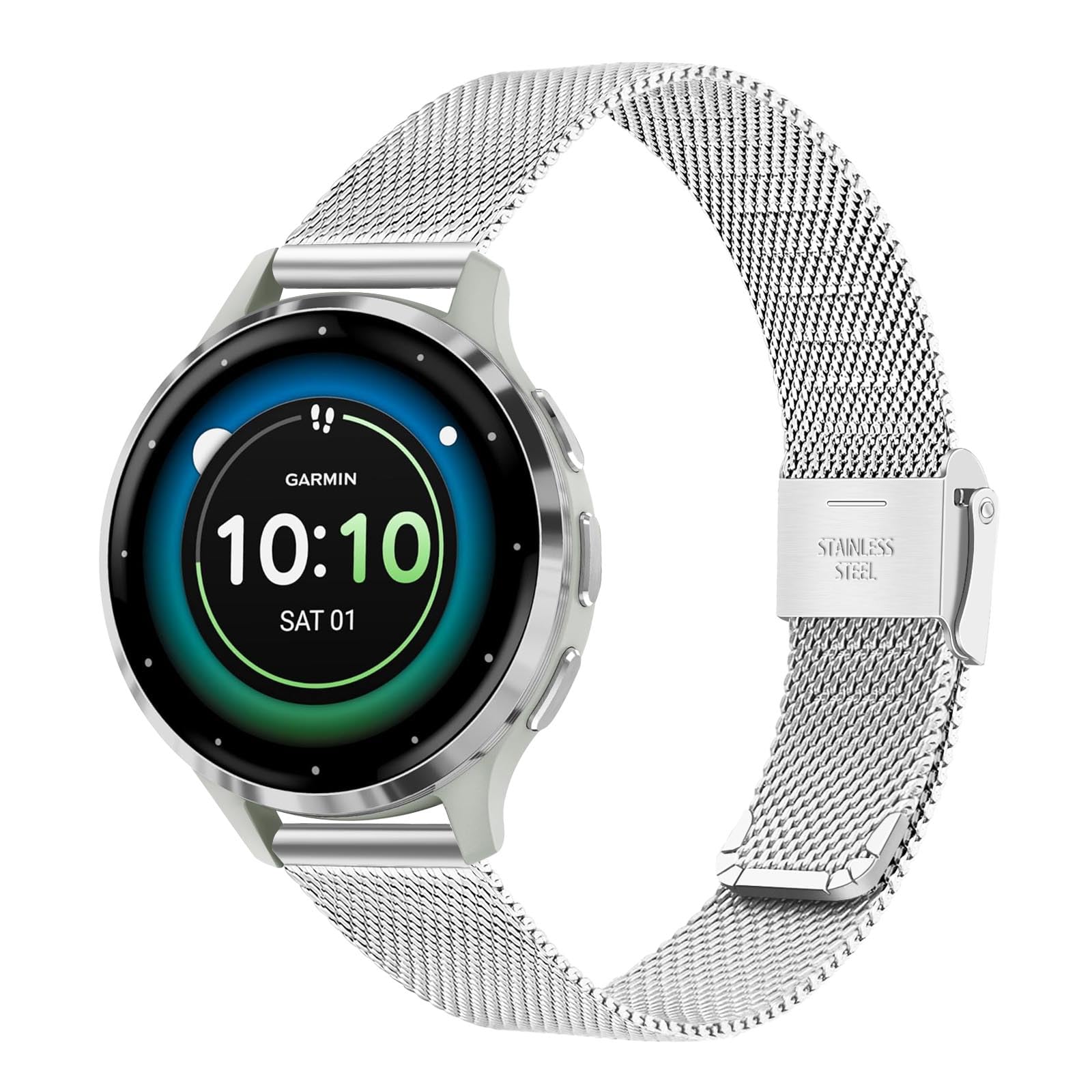 Trumirr Women Band For Venu 3S (41Mm) Smart Watch, Mesh Stainless Steel Watchband Silver Strap For Garmin Venu 3S / Venu 2S / Vi