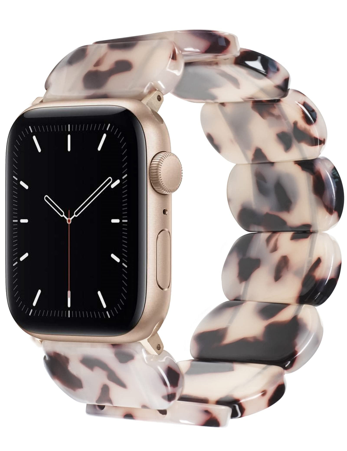 Heesch Resin Tortoise Watch Band Compatible With Apple Watch Strap For Women Stretchy Fashion Link Bracelet Wristband For Iwatch