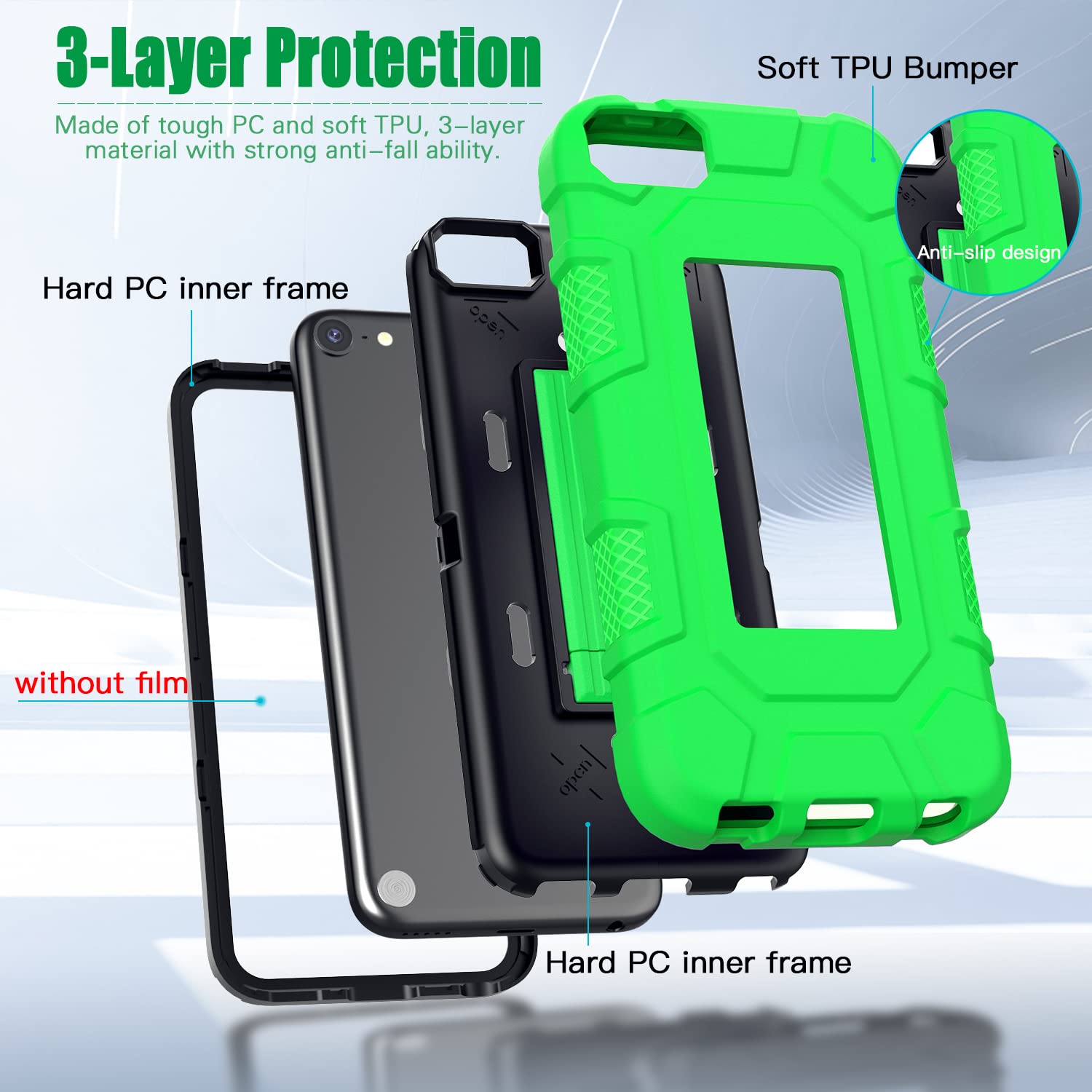 Zonefoker For Ipod Touch 7Th Generation Case, Ipod Touch 6Th / 5Th Generation Case Heavy Duty Shockproof Rugged Cover For Apple