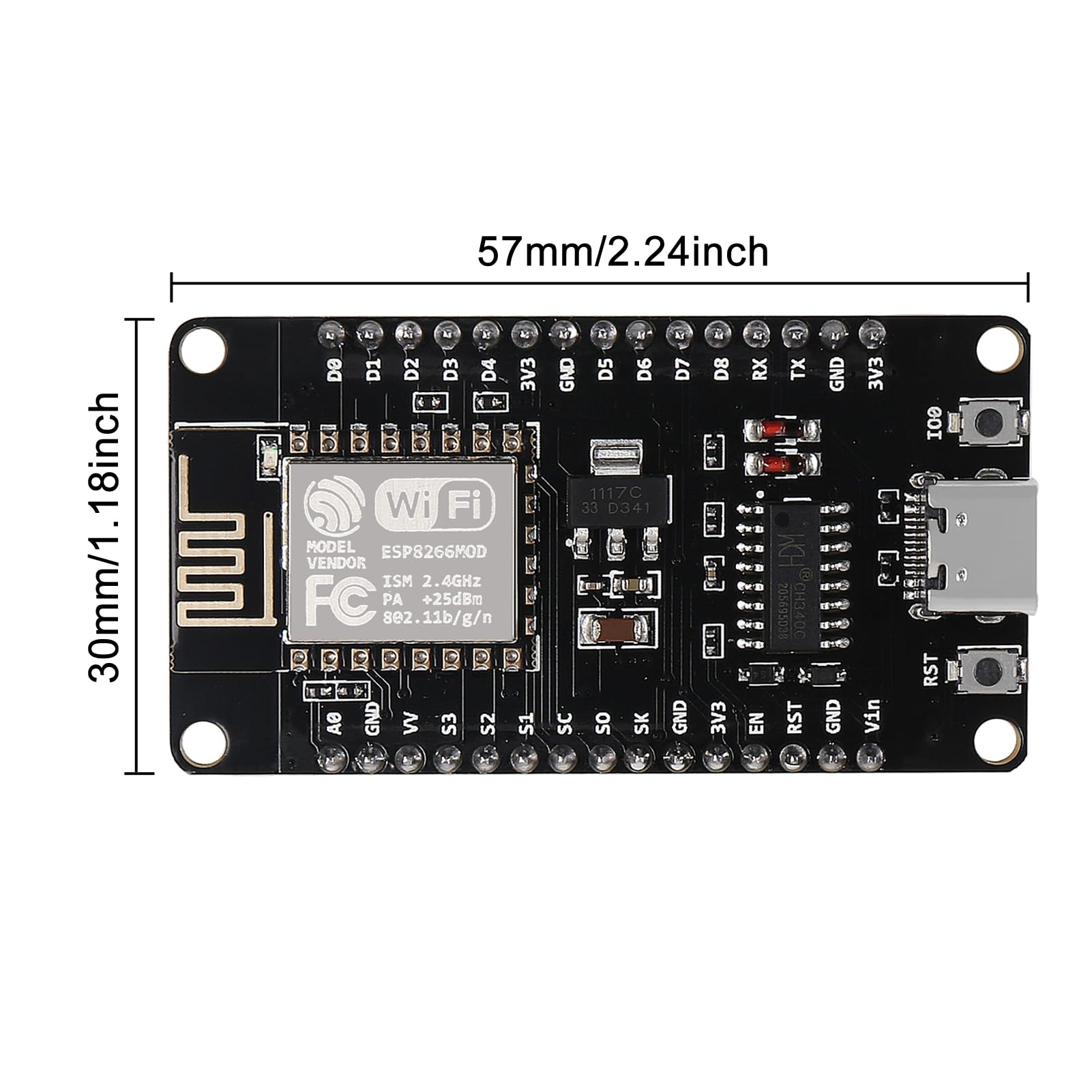 Aceirmc 3Pcs Type C Esp8266 Serial Wireless Module Ch340 Nodemcu V3 Lua Wifi Internet Of Things New Version Development Board Co