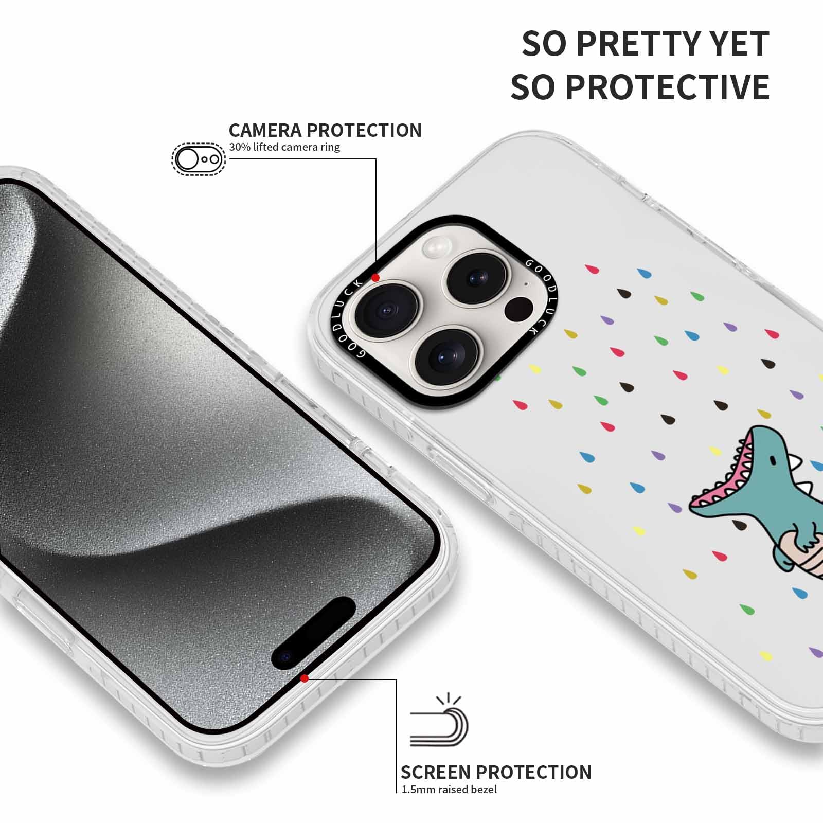 Rumdey 2 Pack Cute Clear Cartoon Animals Dinosaur Phone Case For Iphone 16 Pro Max 6.9'', Aesthetic Trendy Soft Fashion Protecti