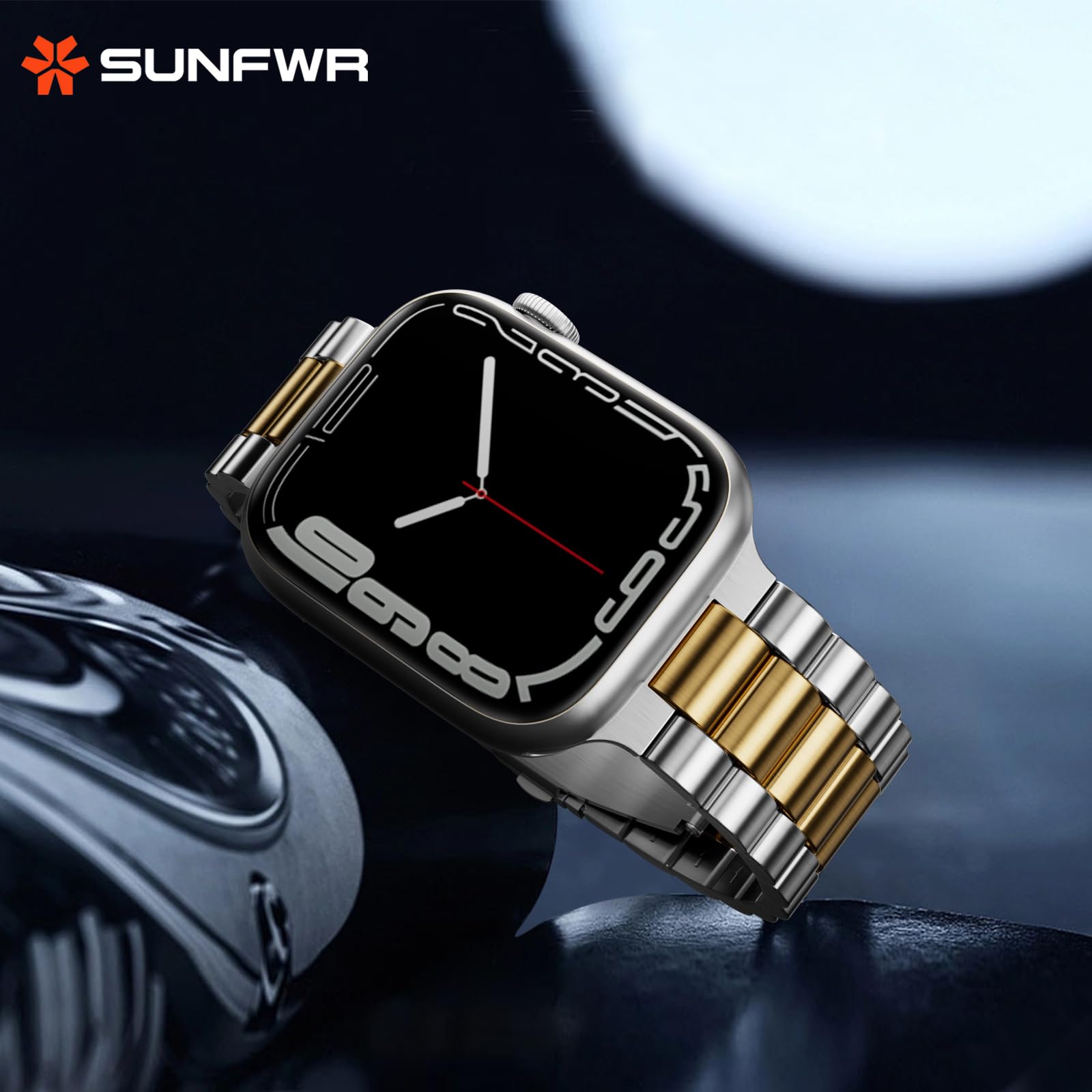 Sunfwr Compatible With Apple Watch Band 41Mm 40Mm 38Mm For Women Men, Stainless Steel Metal Iwatch Band With Case For Apple Watc