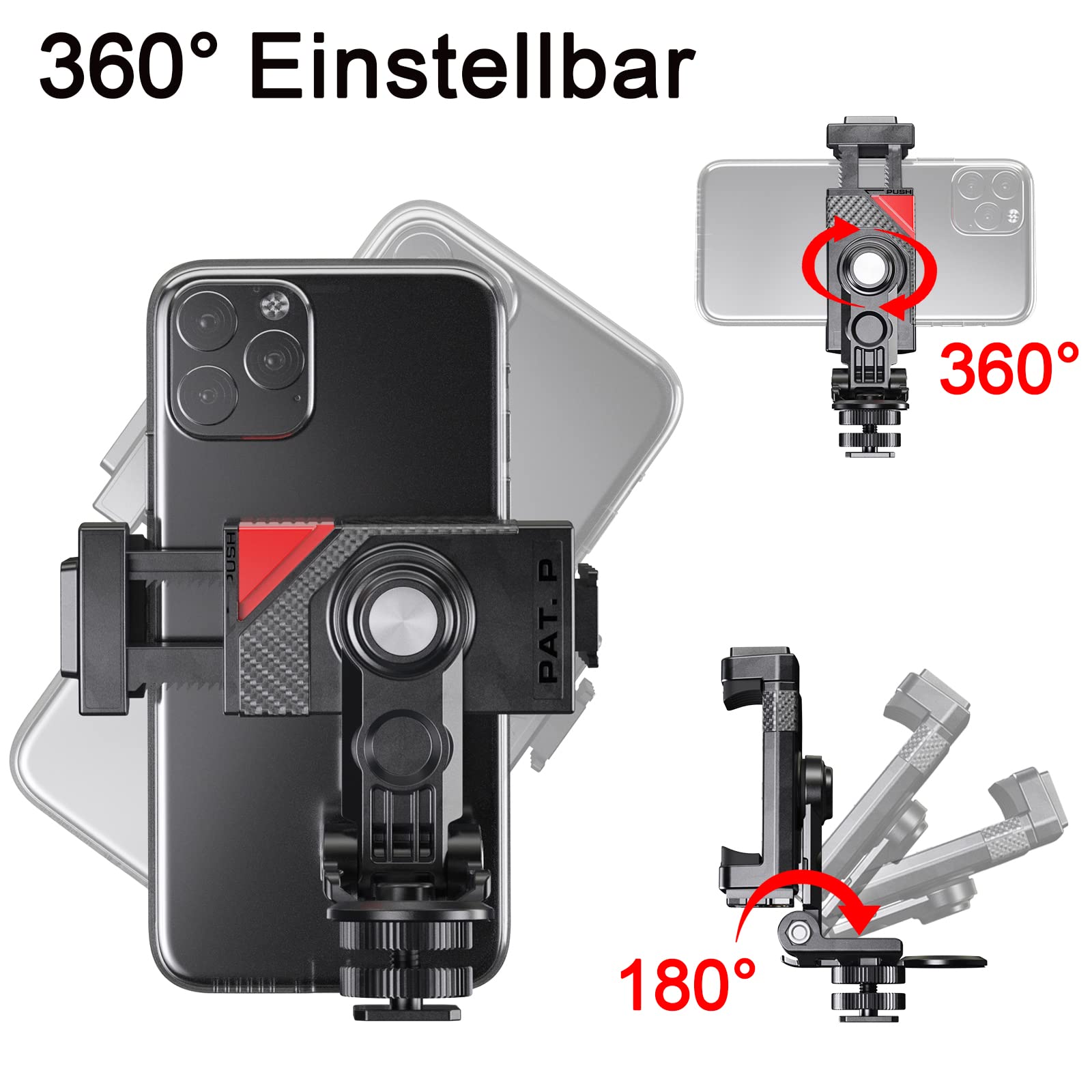 Zeetain Camera Hot Shoe Phone Holder, Phone Tripod Mount Adapter With Cold Shoe For Microphone Led Light Iphone Dslr Camera Phot