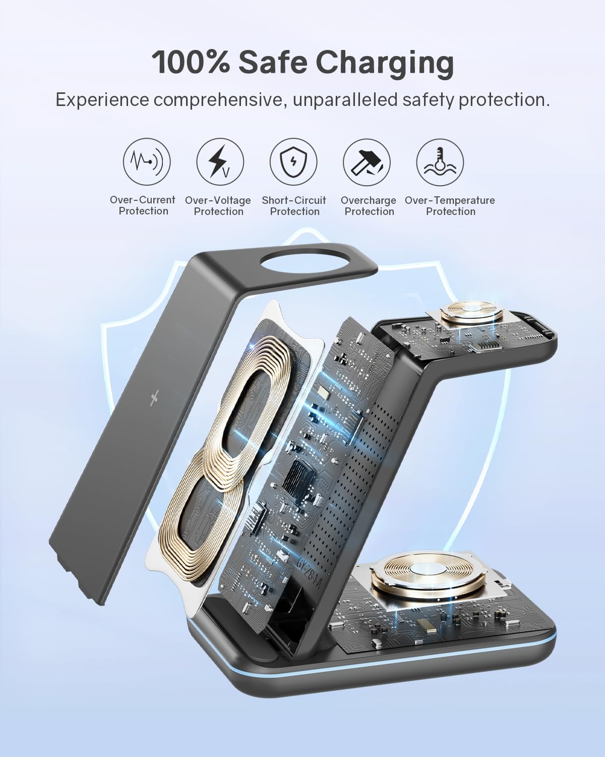 Wireless Charger Stand, Ciyoyo 3 In 1 Fast Wireless Charging Station Dock For Apple Watch 9/8/7/6/Se/5/4/3/2, Airpods 3/2/Pro, I