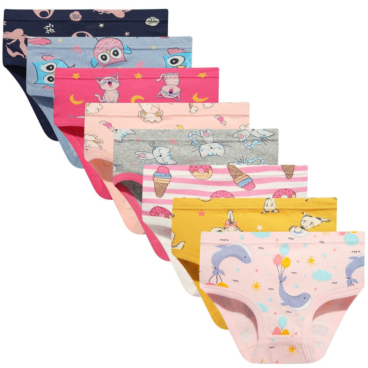 Neiyishe Little Girls Bikini Underwear  Soft Cotton Modal Spandex Blend  Colorful  8 Pack