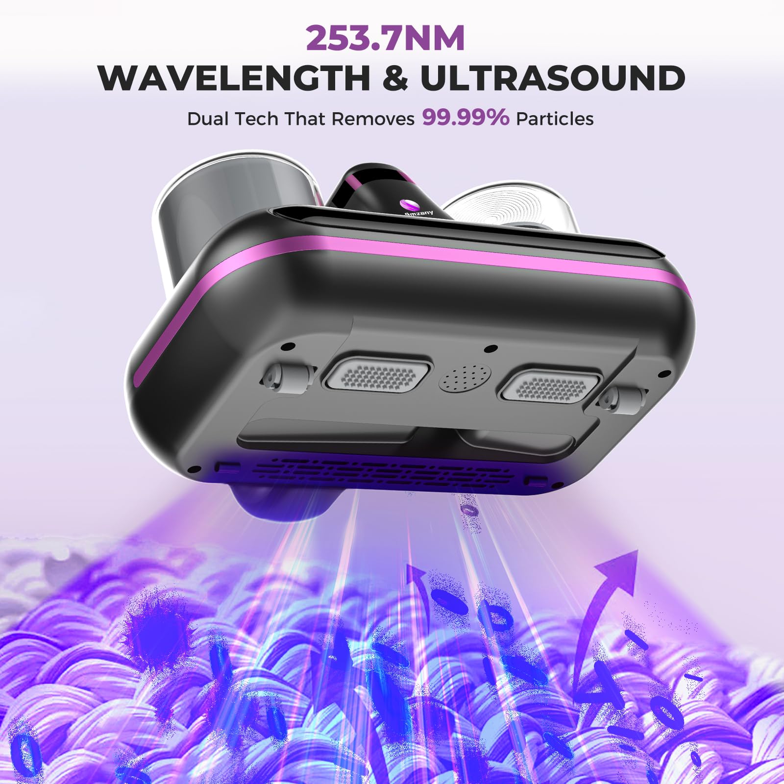 Amzany Bed Vacuum Cleaner   5 In 1 Cordless Mattress Vacuum Cleaner, Powered By Ultrasonic Technology, 16Kpa Strong Suction,Low