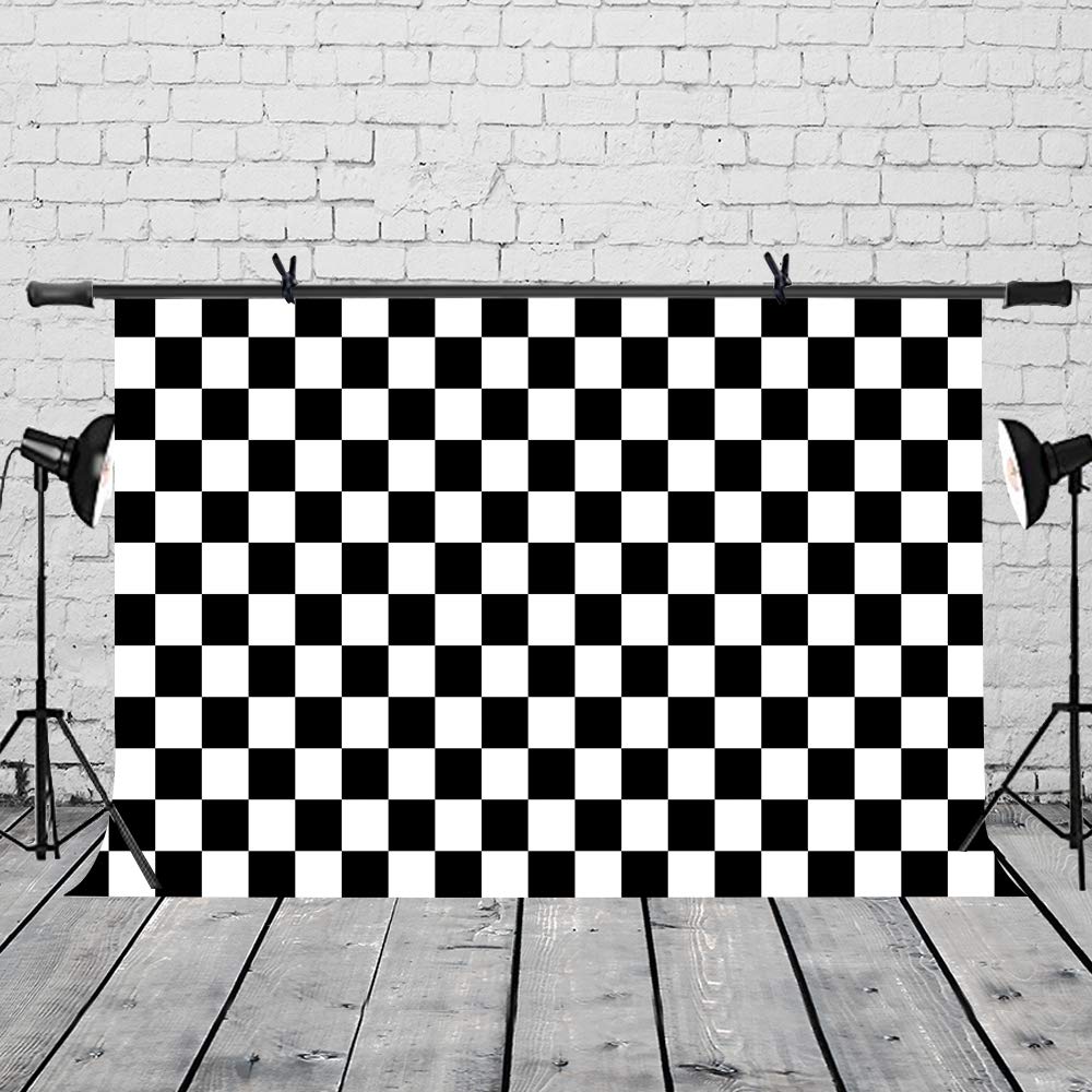 Lylycty 7X5Ft Checkers Backdrop Black And White Racing And Checkered Pattern Photo Booth Chess Board Texture Grid Photography Ba
