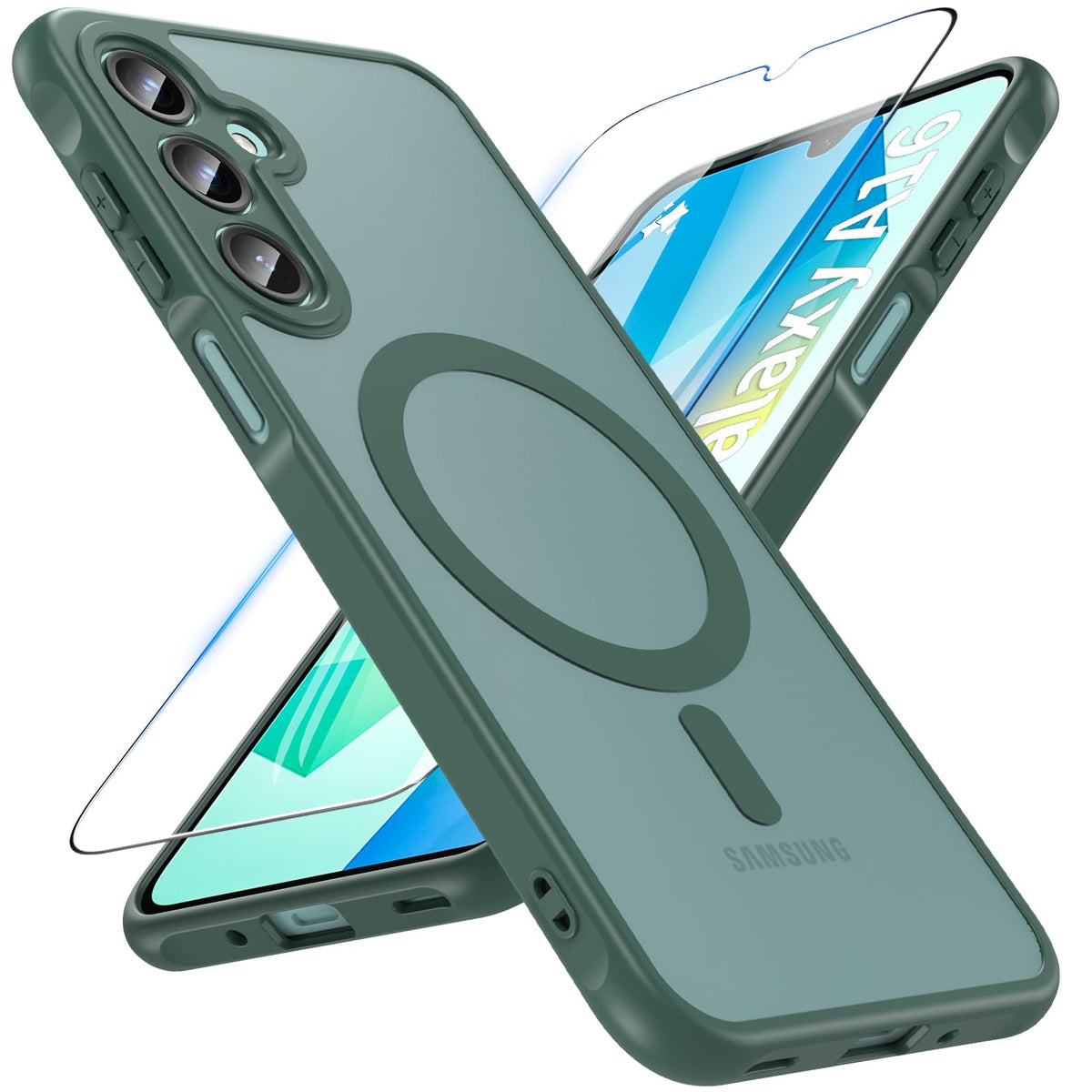 Owkey Galaxy A16 5G Phone Case, Magnetic Samsung Galaxy A16 5G Case For Magsafe With Tempered Glass Screen Protector,[Shockproof