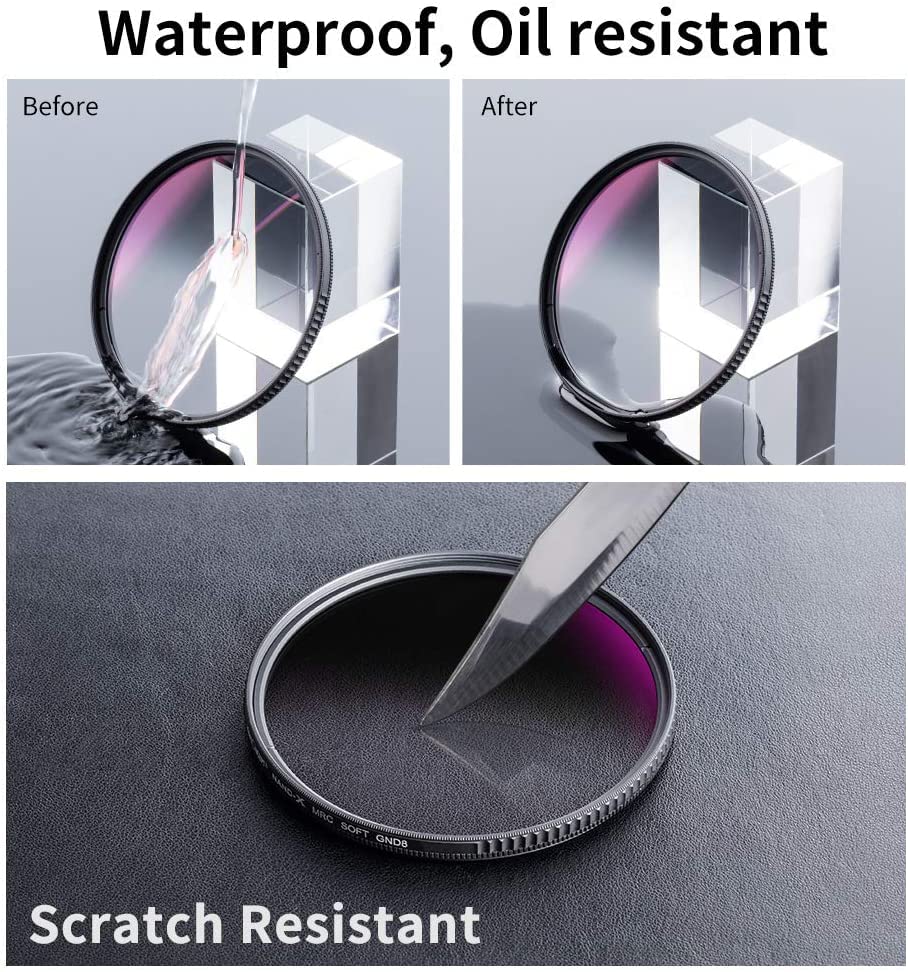 K&F Concept 67Mm Soft Gnd8 (3 Stop) Lens Filter Soft Graduated Neutral Density Filter With 28 Multi Layer Coatings For Camera Lens (Nano X Series)