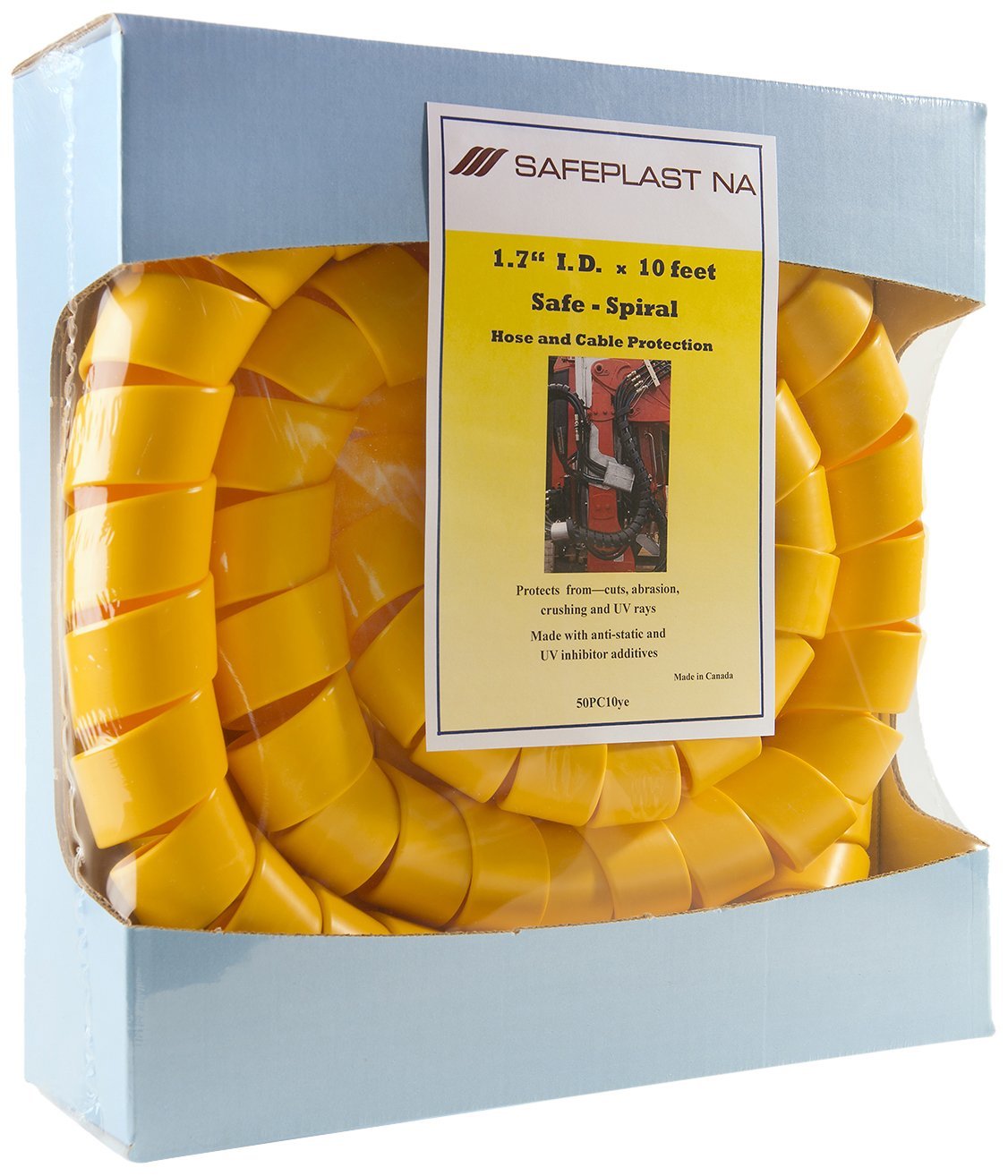 Caplugs Sppc Series   Safeplast Safe Spiral Pre Cut Spiral Wrap, Hose & Cable Protector, Yellow Hd Pe, 2.0'' Od X 10' Pre Cut Le