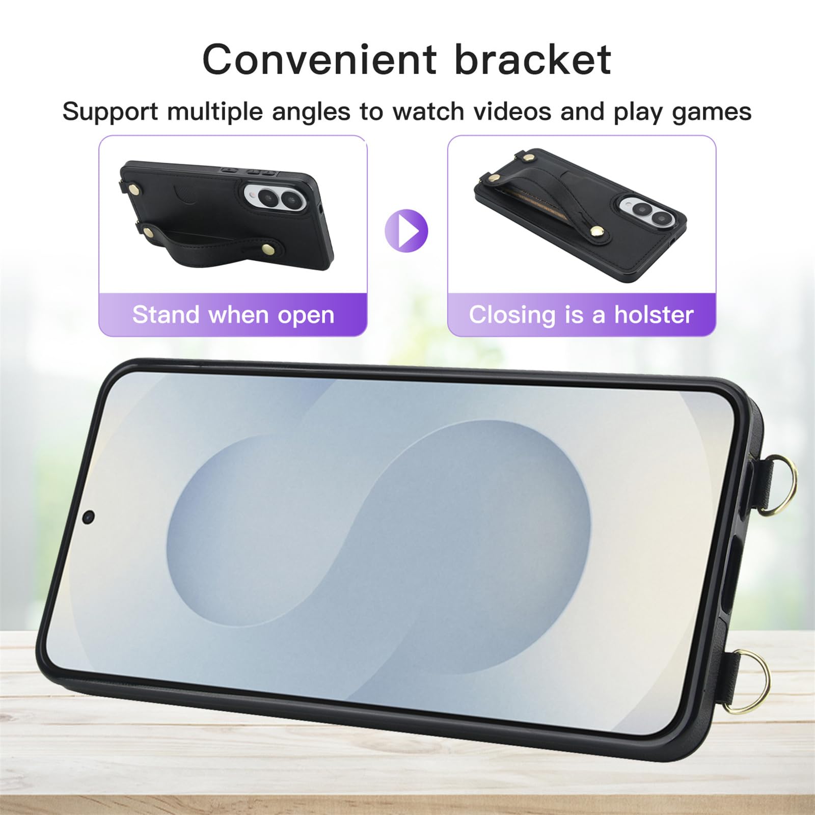 Ccsmall Crossbody Case For Samsung Galaxy S25 Edge With Card Slot Holder For Women, Removable Adjustable Shoulder Strap Lanyard