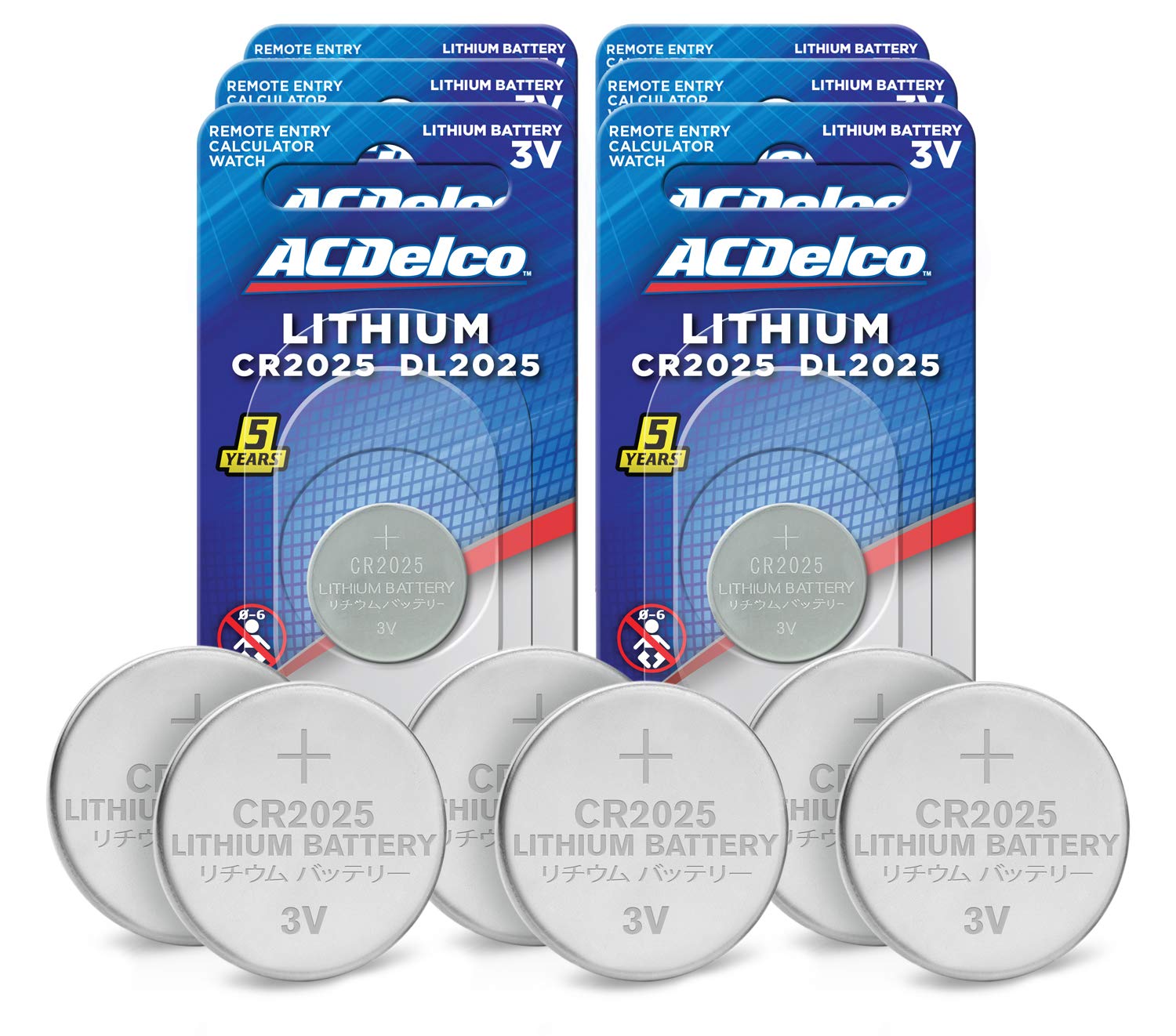 Acdelco Cr2025 3V Lithium Coin Cell Battery, Watch And Electronics Button Batteries, 6 Count
