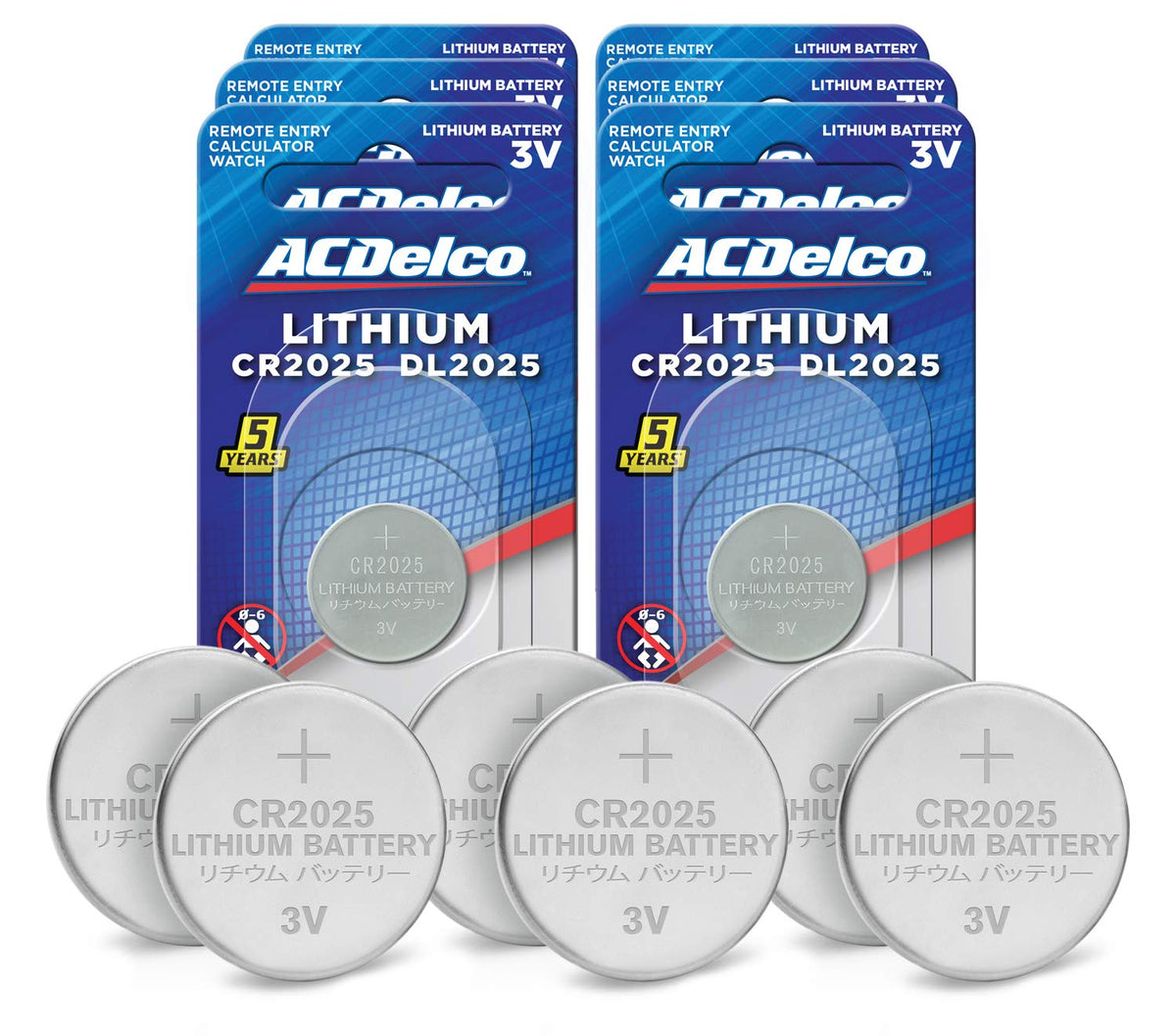 Acdelco Cr2025 3V Lithium Coin Cell Battery, Watch And Electronics Button Batteries, 6-Count