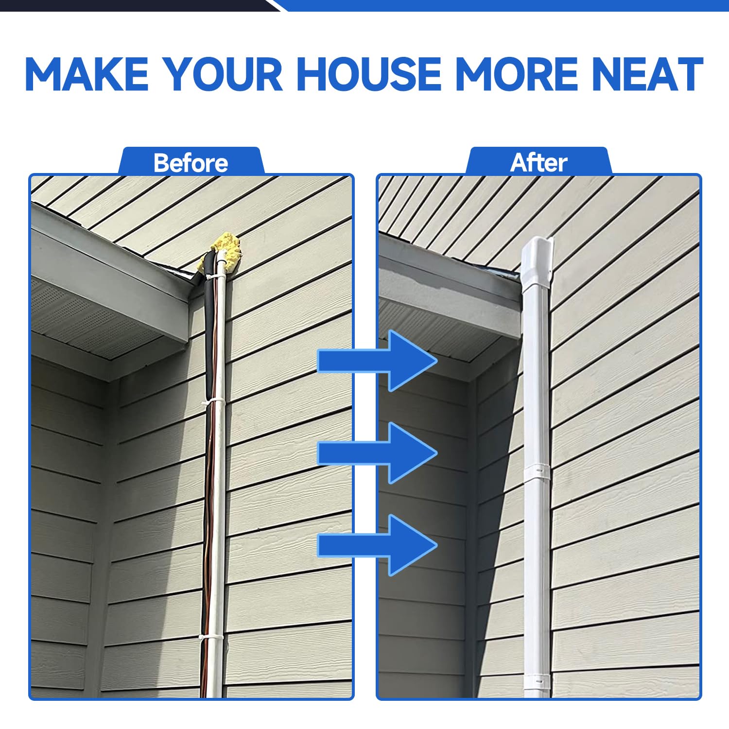 Cestluck 3'' 11 Ft Mini Split Line Set Cover, Pvc & Pp Line Cover Set Universal For Mini Split Ac & Central Ac