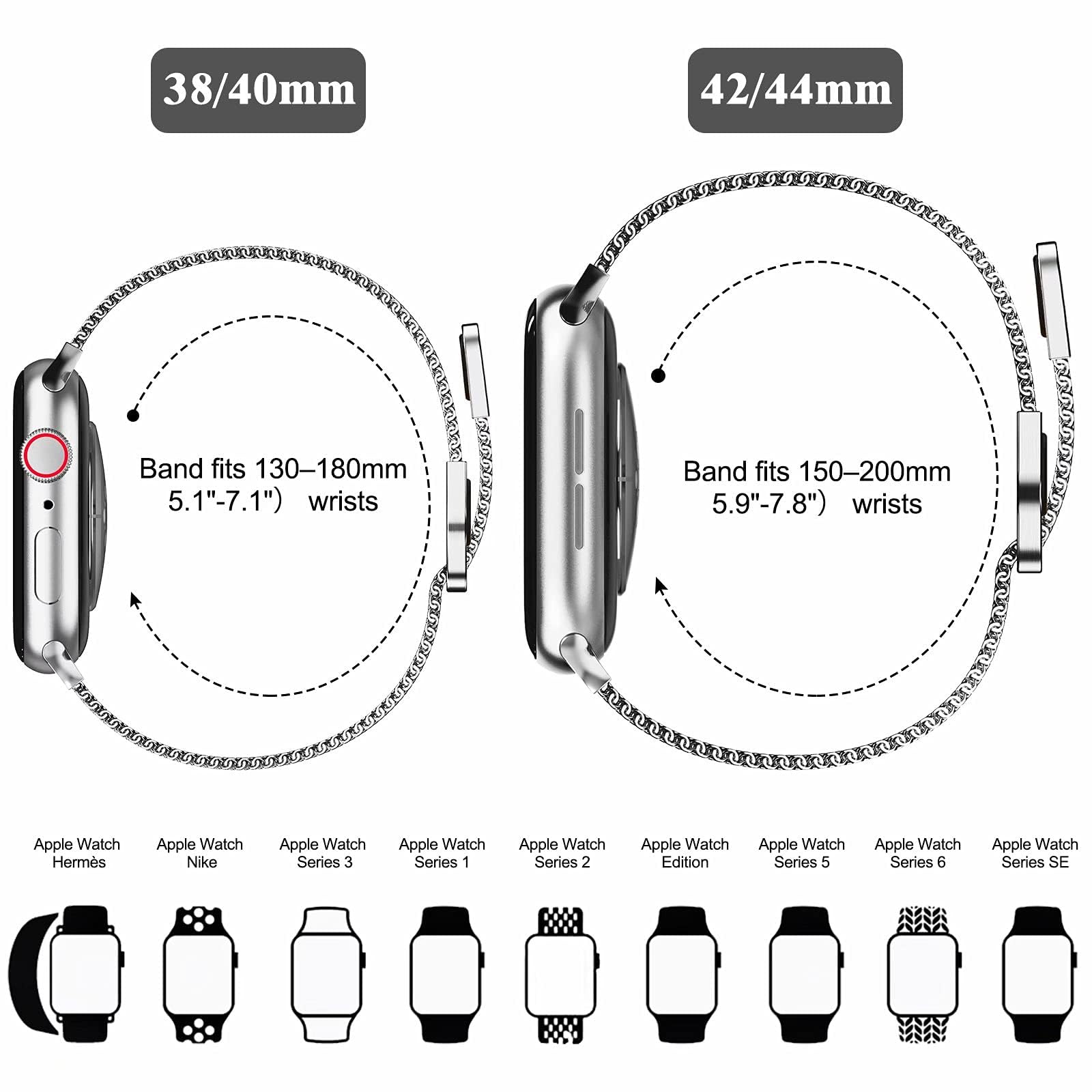 Geoumy Metal Magnetic Bands Compatible For Apple Watch Band Series 10 46Mm With Case, Stainless Steel Milanese Mesh Loop Replace