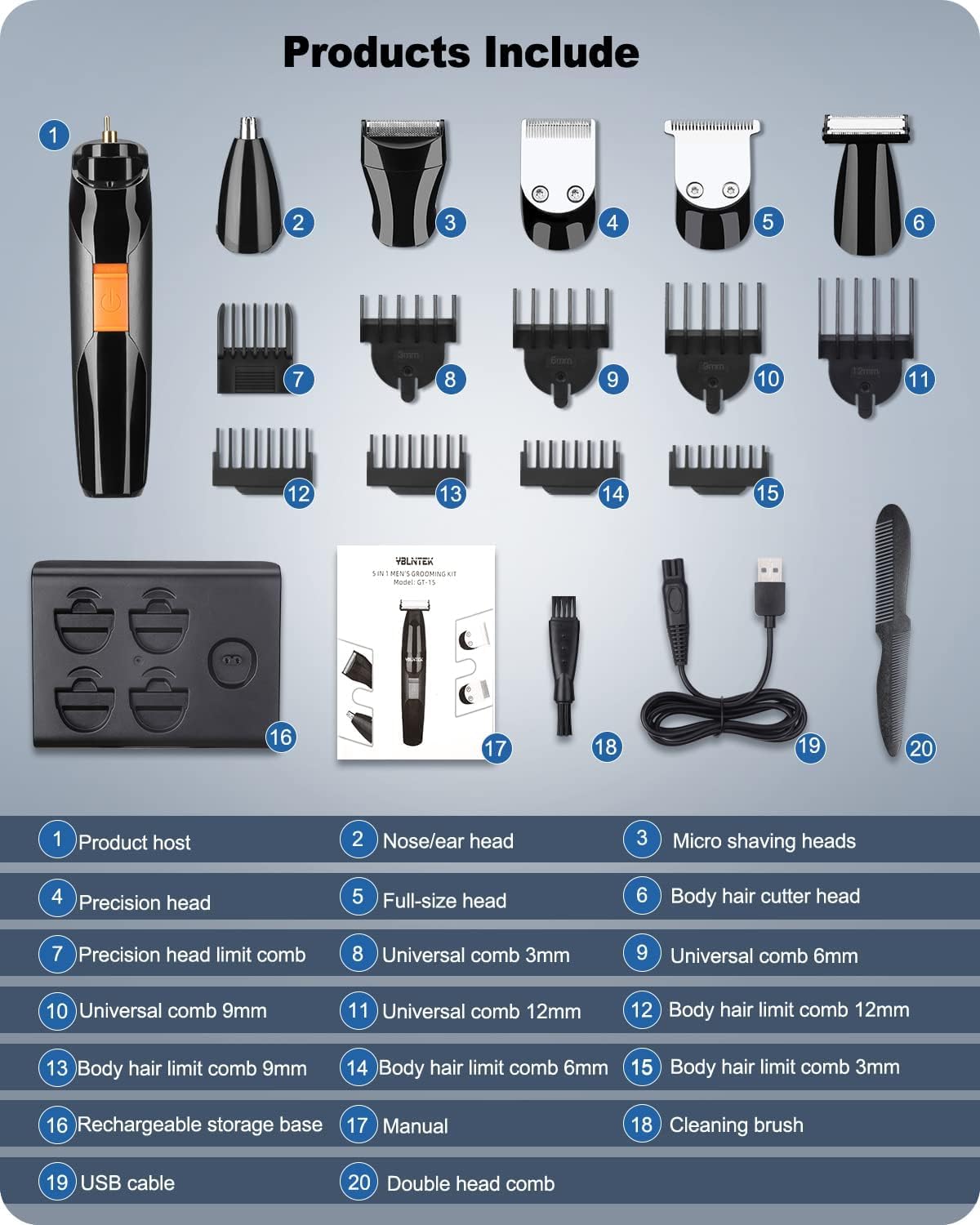 Beard Trimmer For Men, Mens Beard Face Hair Trimmer Cordless Washable Facial Nose Mustache Trimmer Groomer, Electric Razor For M