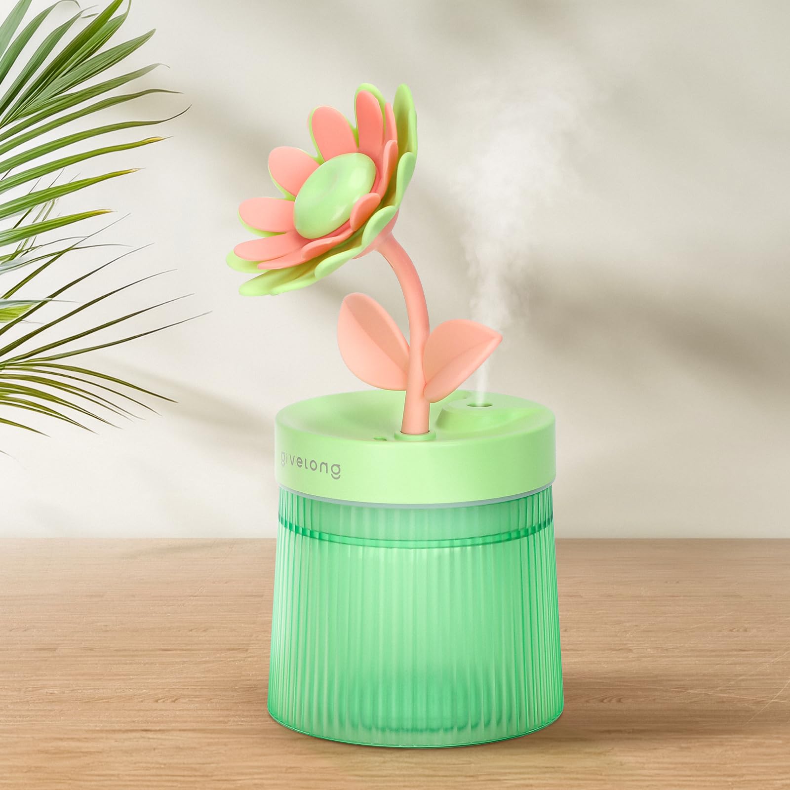 Cute Flower Mini Humidifier, 260ml Sunflower Desktop Humidifiers for Bedroom, Portable Small Cool Mist Humidification for Home, 