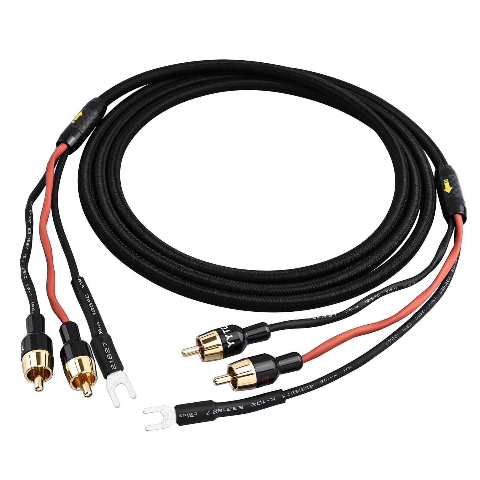 YYTCG Phono Cable with Ground 3.28ft - All-in-One RCA Cable & Turntable Ground Wire,High Purity Oxygen-Free Copper,Premium Shiel