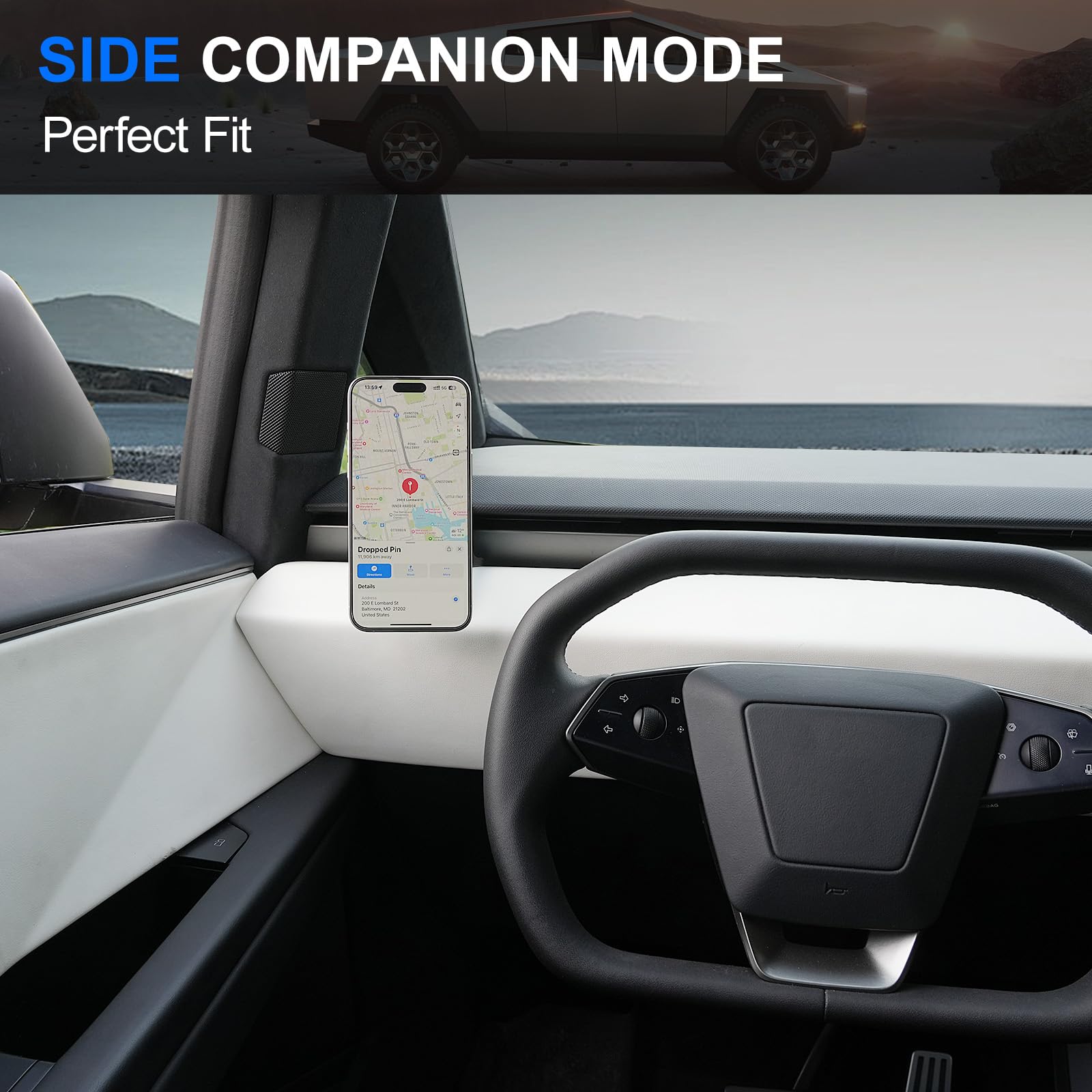 Elecfresh Phone Mount For Tesla Cybertruck Fit For All Phone, Magnetic Phone Holder For Cybertruck Accessories Can Be Adjusted 3