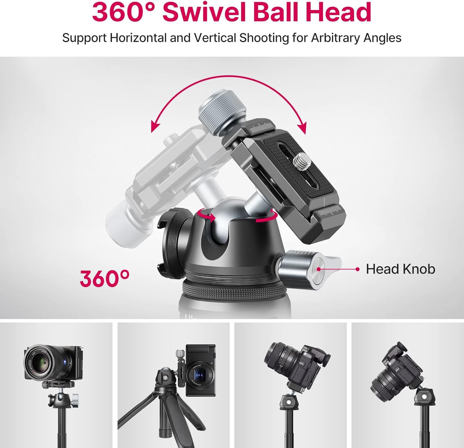 Ulanzi Mt-47 Camera Tripod Aluminum Alloy Mini Travel Phone Tripod Stand Compact Desktop Tripod For Dslr, 360 Ball Head With 1/4