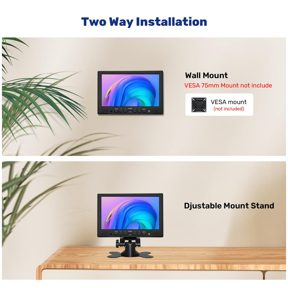 OSCY 7 Inch 1024x600 HDMI VGA AV Mini Monitor Black – Electroeshop