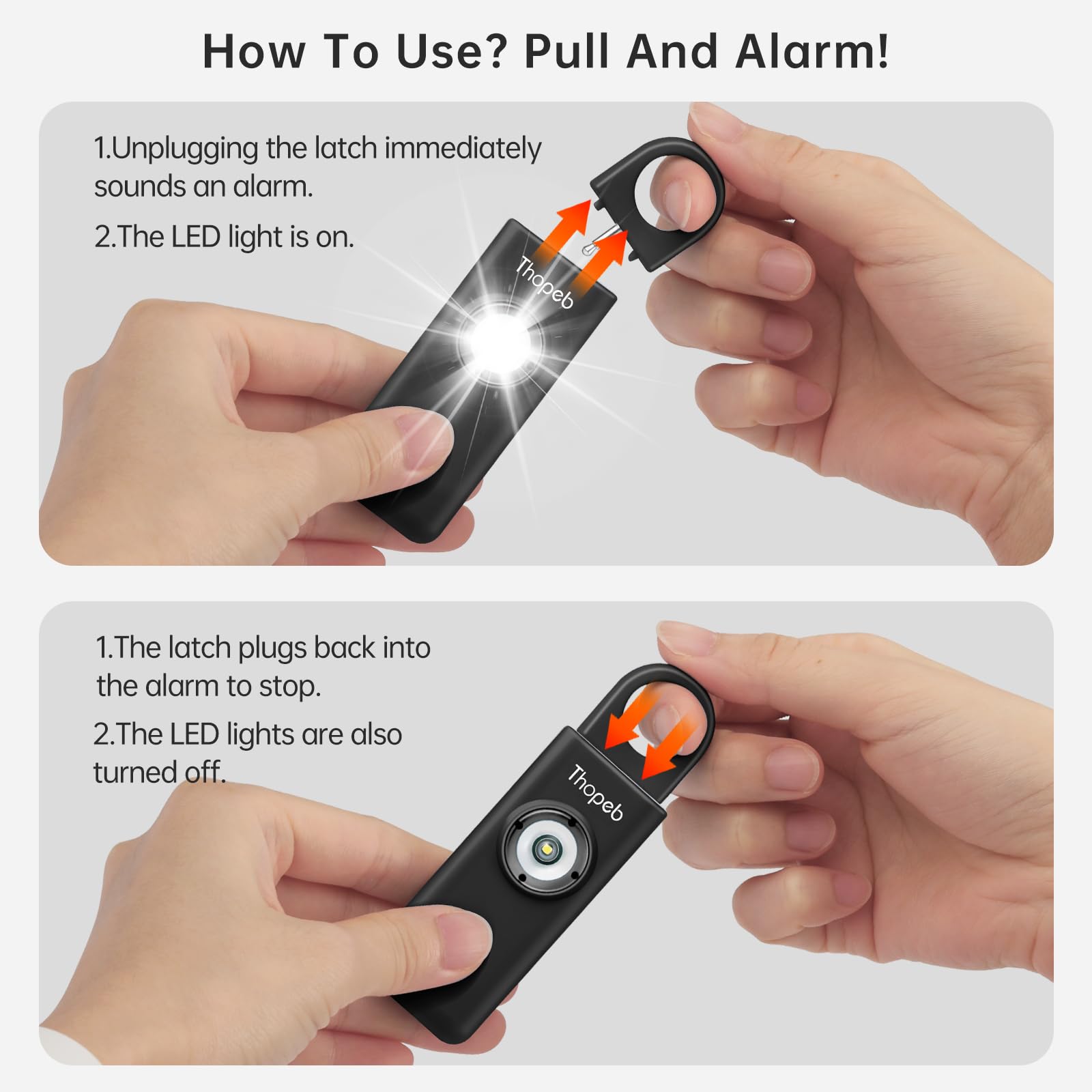 Thopeb The Original Personal Safety Alarm For Womenn By Women  Loud Siren Birdie Sound, Strobe Sos Led Light And Key Chain In A