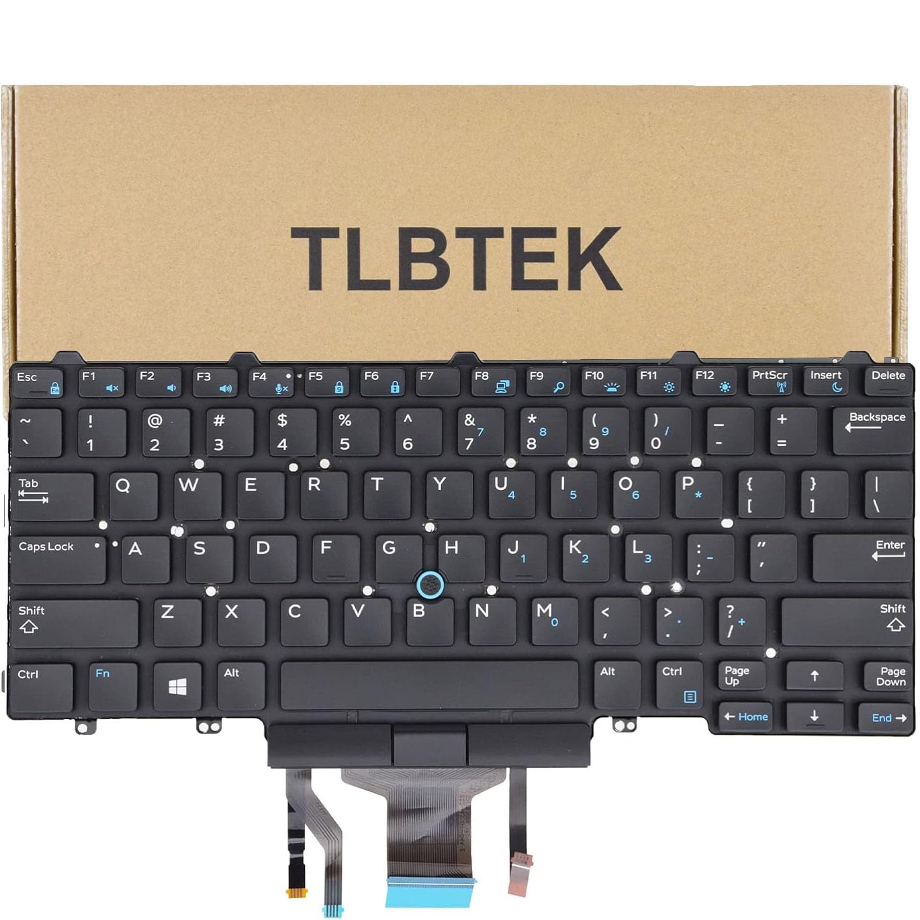 Tlbtek Backlight Keyboard Replacement With Pointer Compatible With Dell Education E5450 E5470 E5480 E7450 P40G E7470 E7480,Latit