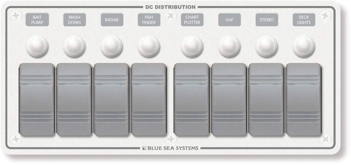 Blue Sea Systems 8271 8 Position Horizontal Mount Water Resistant Panel White