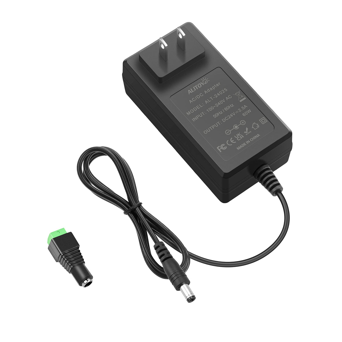 Alitove 24V Dc Power Supply 2.5A 60W 24 Volt Transformer Ac Adapter 4.92Ft 2500Ma 2A Ac To Dc Converter With 5.5 X 2.5Mm Tip For