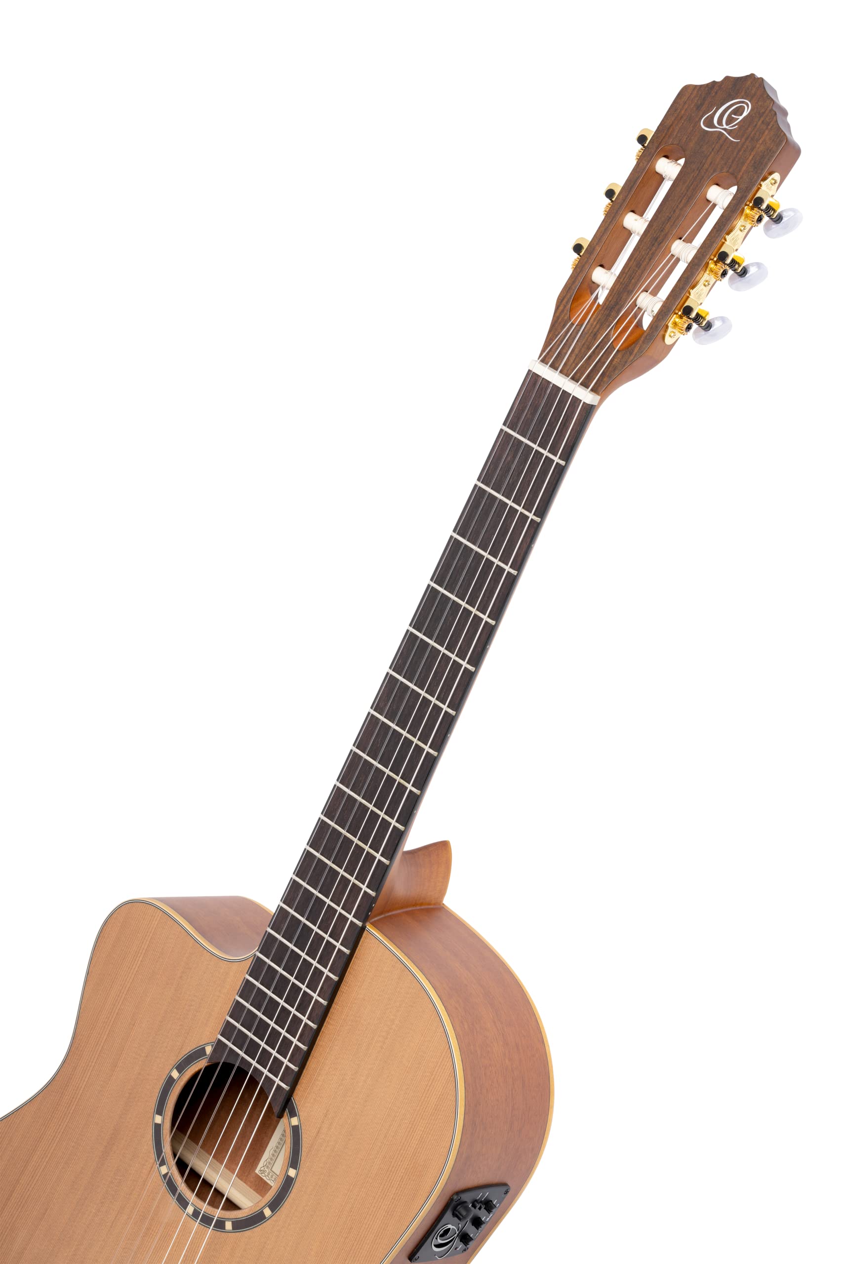 Ortega Guitars 6 String Family Series Pro Left-Handed Solid Top Slim Neck Acoustic-Electric Nylon Classical Guitar W/Bag, (Rce13