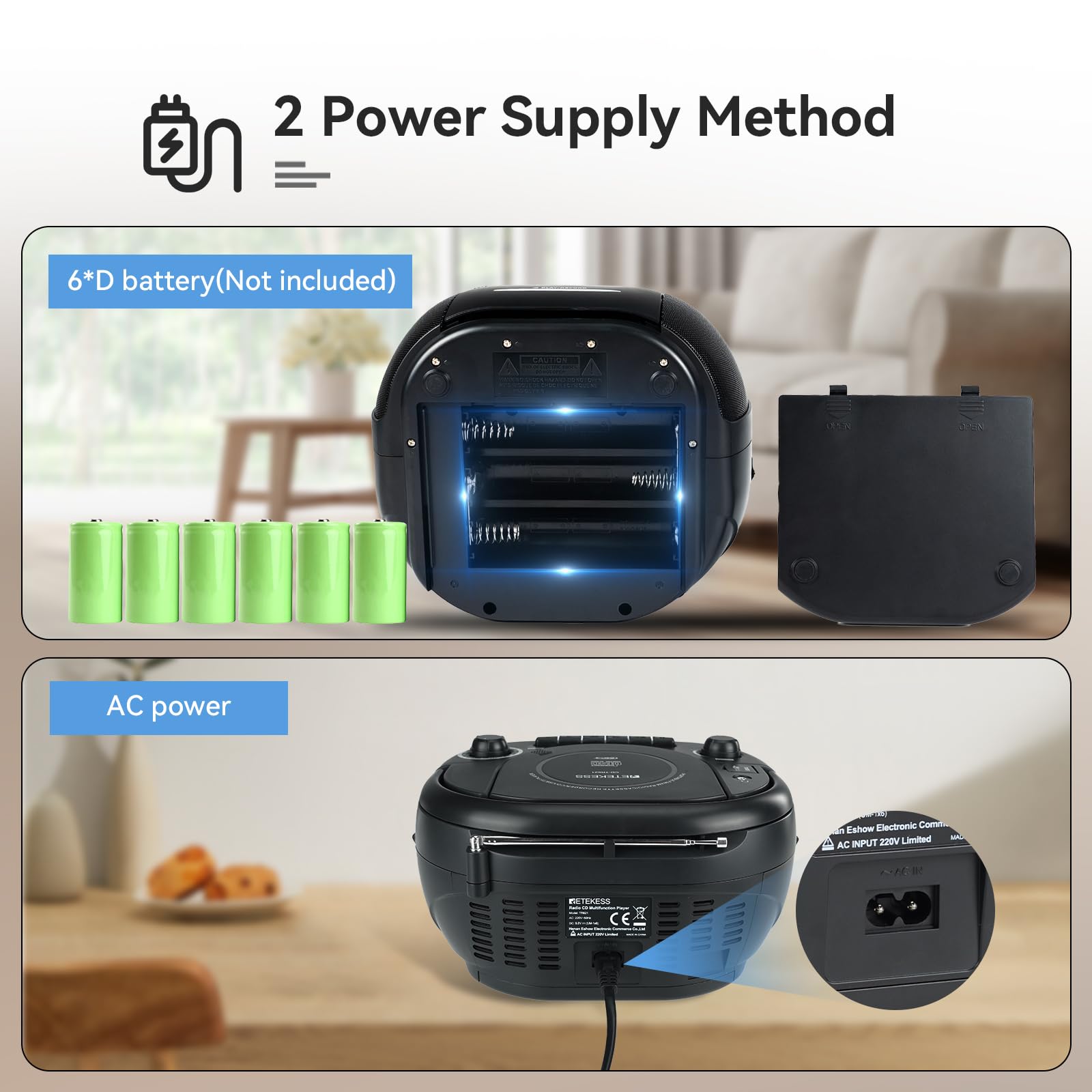 Retekess Tr621 Cd Player Boombox, Cassette Tape Player Am Fm Radio, Stereo Sound, Usb And Tf Card Playback With Remote Control,