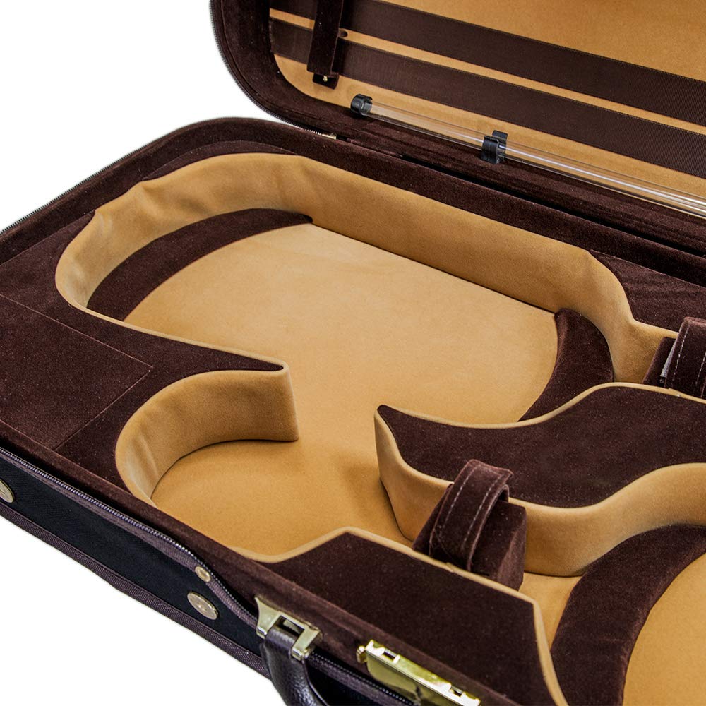 Sky Heavy Duty 4/4 Full Size Wooden Pro Double Violin Case Black/Khaki