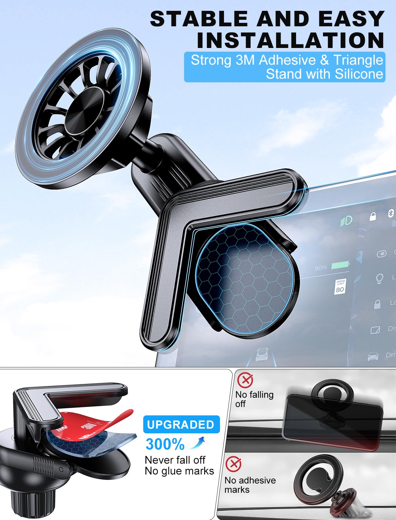 For Tesla Phone Mount, [Strongest Magnet] Magnetic Car Mount For Magsafe, For Tesla Model 3/Y/X/S/Cybertruck Touchscreen Car Pho