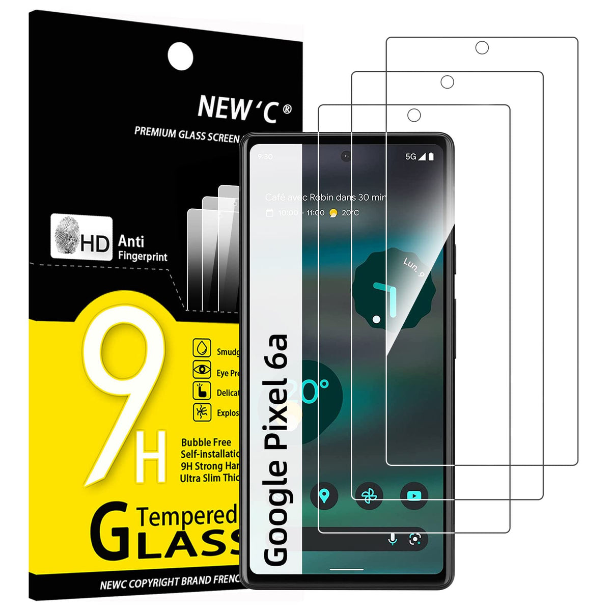 Newc 3 Pack] Designed For Google Pixel 6A (61) Screen Protector Tempered Glass, Case Friendly Ultra Resistant