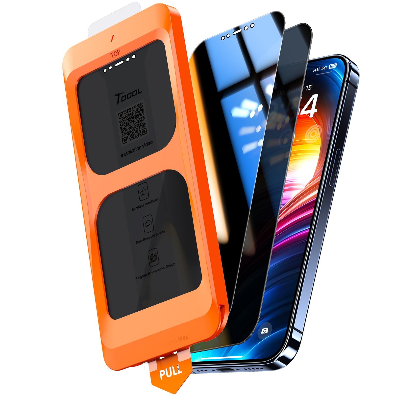 Tocol For Iphone 12 Pro Max Privacy Screen Protector [True 25Anti Spy], [9H+ Hardness] Tempered Glass For Iphone Iphone 12 Pro M