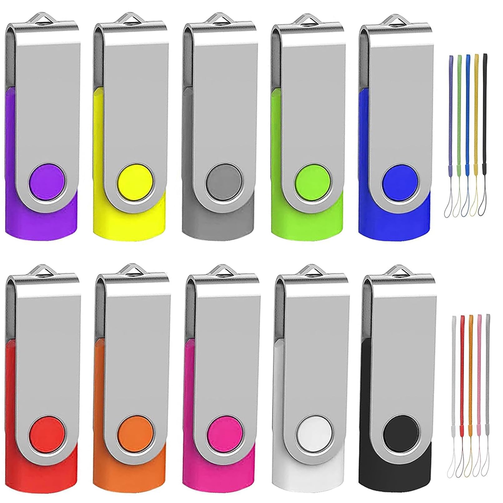 Wooolken 32Gb Flash Drive 10 Pack Bulk Pen Drive Metal Usb 2.0 Thumb Drive Swivel Memory Stick 32 Gb 10 Colors Multipack Value Z