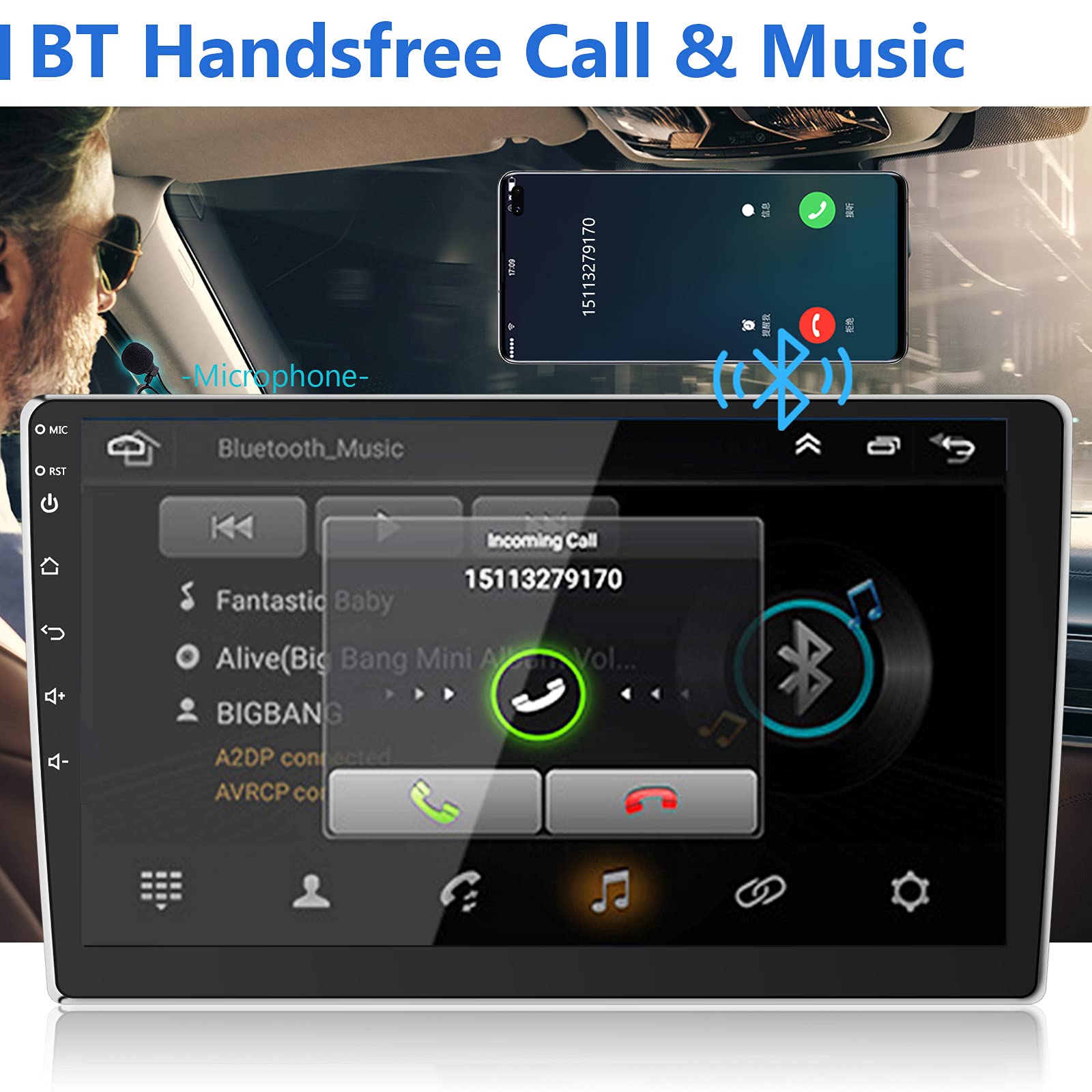 Android Double Din Car Stereo 10.1 Inch Touch Screen Bluetooth Car Radio Fm Subwoofer Gps Navigation Car Audio In Dash Head Unit