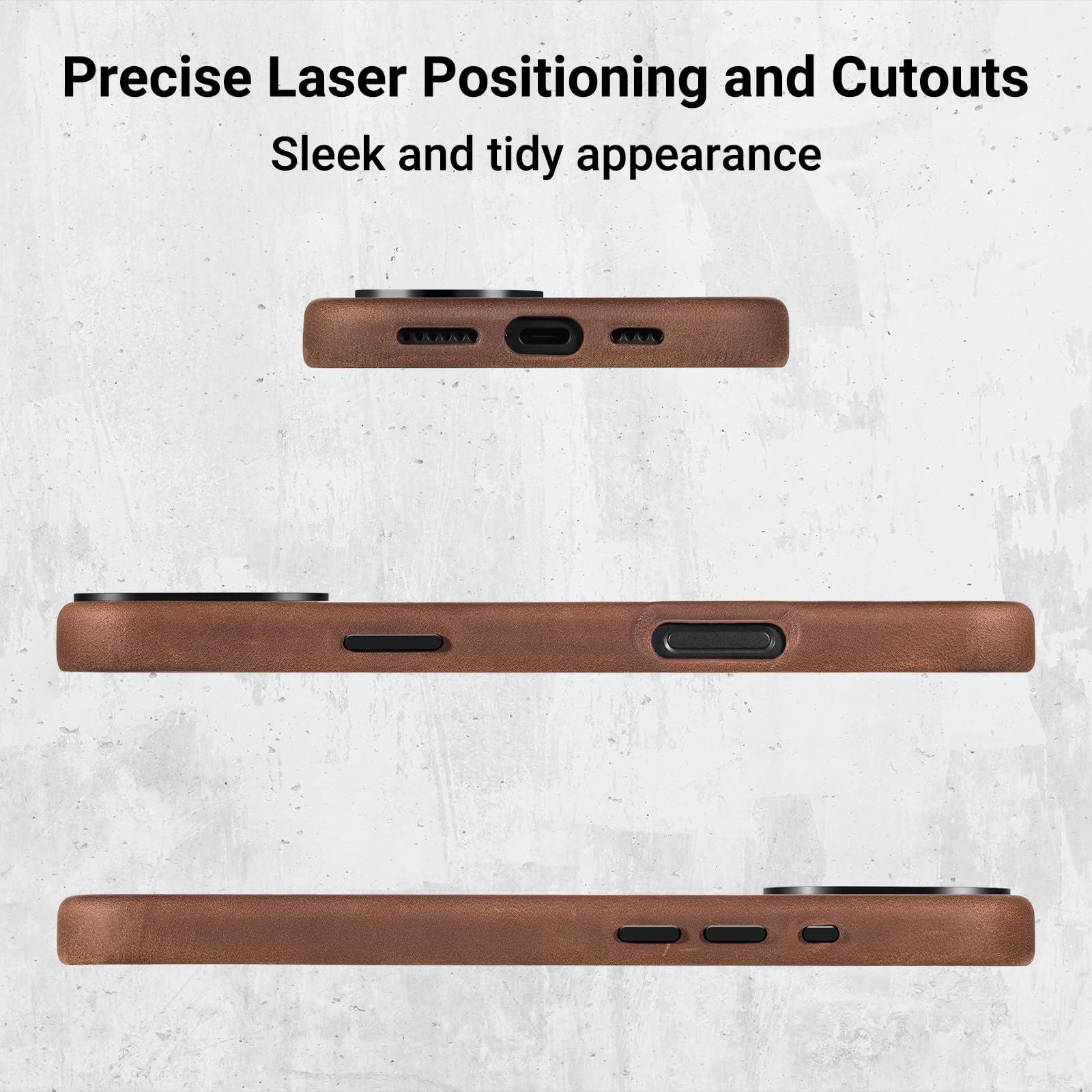 Belemay Compatible With Iphone 16 Pro Leather Case, Compatible With Magsafe, Premium Crazy Horse Leather [Vintage Aesthetic] Com