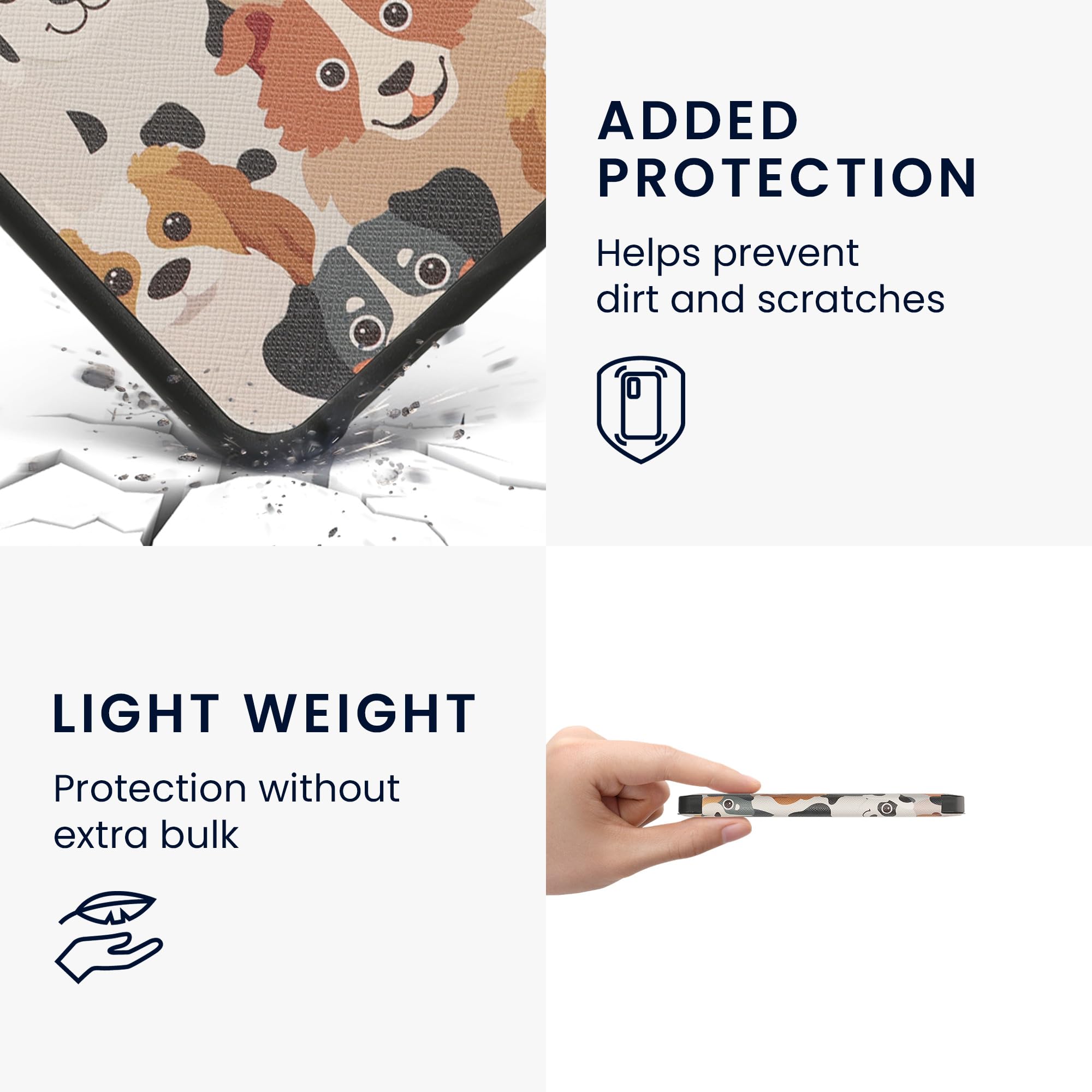 Kwmobile Case Compatible With Barnes & Noble Nook Glowlight 4 / 4E Case   Ereader Cover   Dogs White/Light Brown/Grey