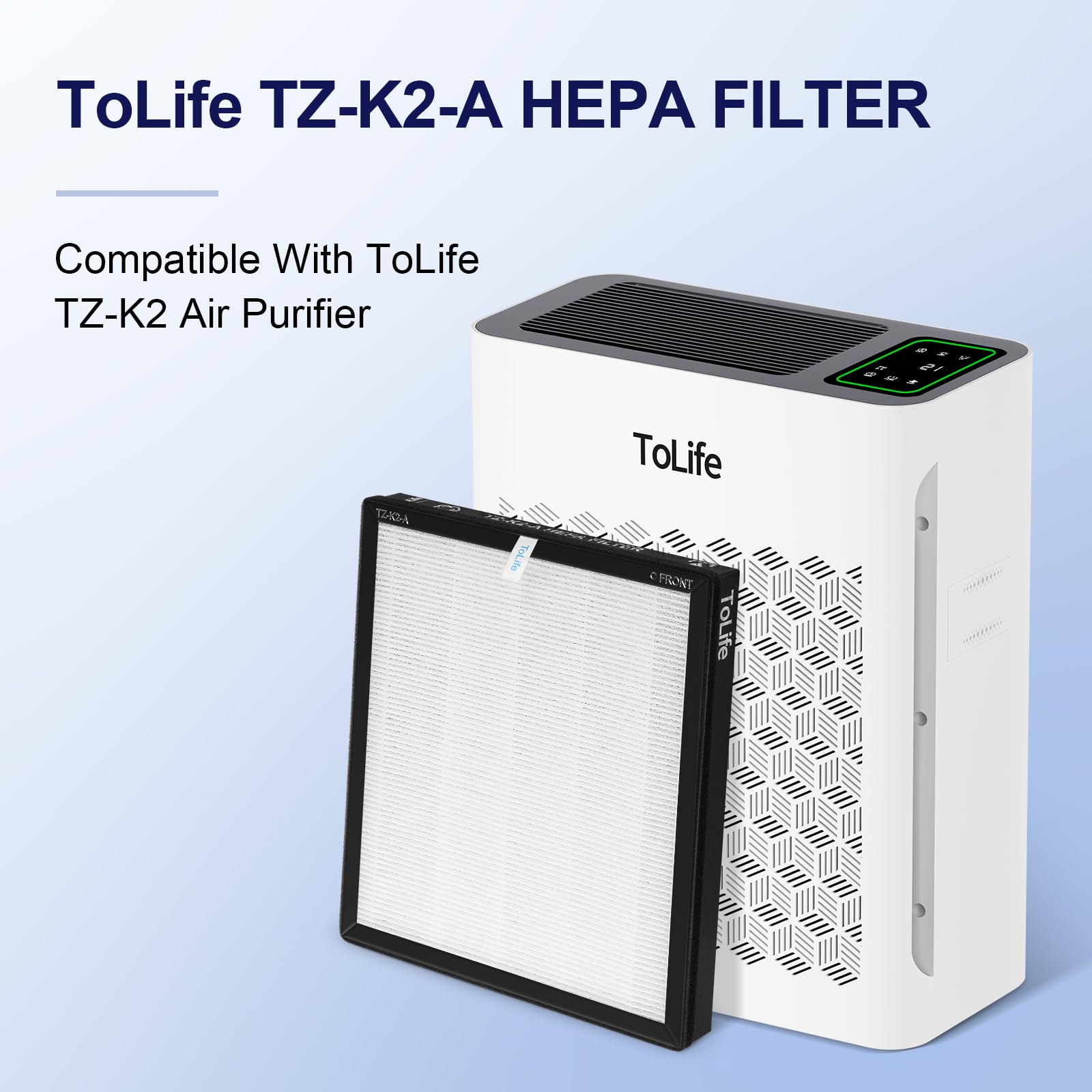 Tolife Tz K2 Air Purifier Replacement Filter, 3 In 1 Hepa High Efficiency Activated Carbon Filter, Tz K2 A, 2 Pack
