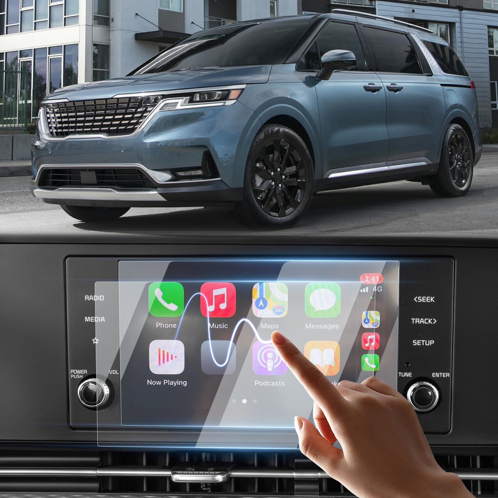 Sunsdrew 2Pcs Carnival Screen Protector For 2022 2023 2024 Kia Carnival Lx Accessories 8 Inch Touch Screen Radio Display Protector 9H Tempered Glass Protective Film Anti Glare