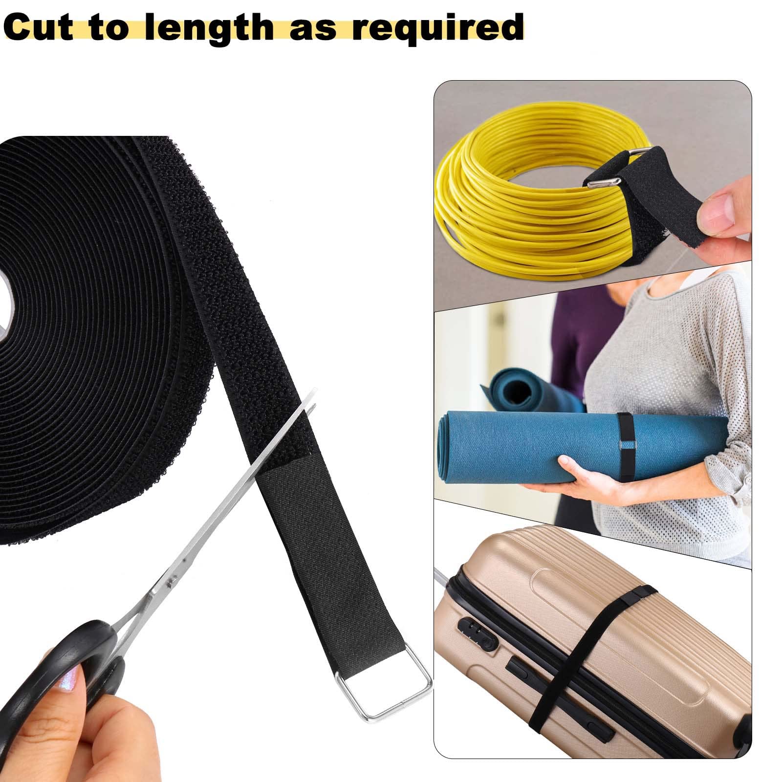 Ymcrlux 1''X64Ft Hook And Loop Straps With 70 Metal Buckles, Adjustable Fastening Cable Straps, Cut To Length Cinch Strap, Reusa