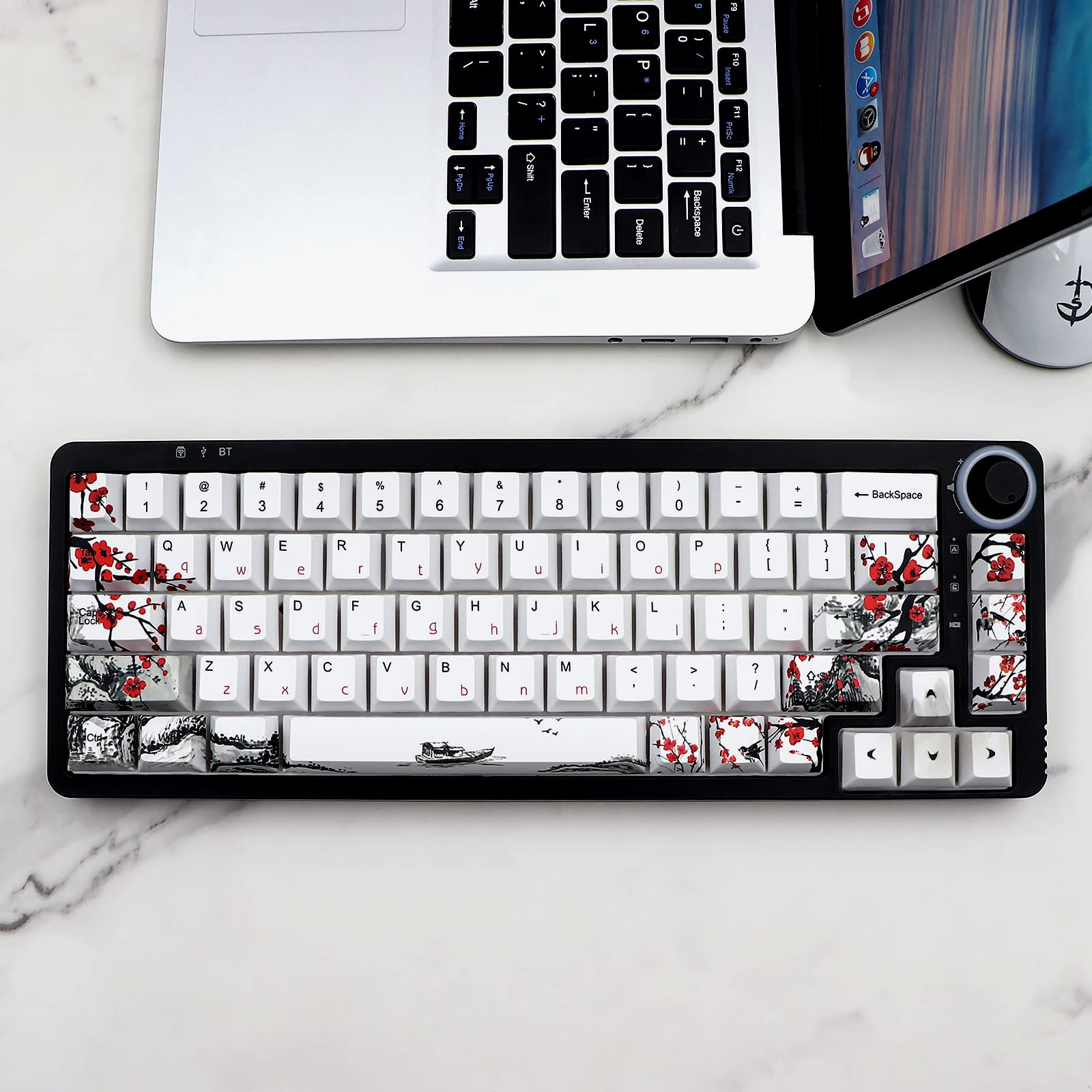 Jsjt Plum Blossom Keycaps 135 Keys Pbt Dye Sublimation Key Caps Cherry Profile Custom Keycaps With Keycap Puller For Cherry Gate