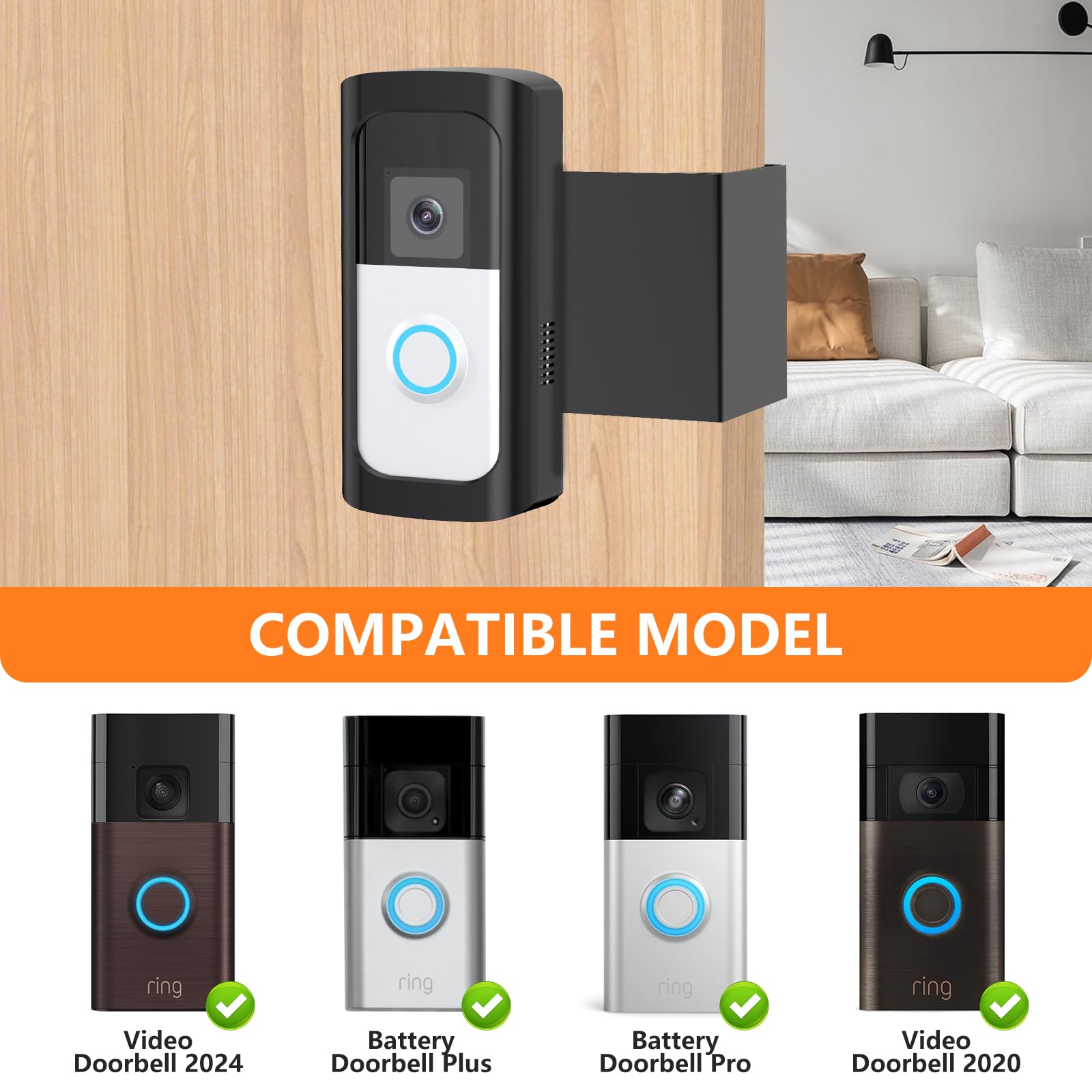 Anti Theft Ring/Camera Video Doorbell Mount, Doorbell Door Bracket No Drilling Compatible With Ring Video Doorbell 2/ (2020 Rele