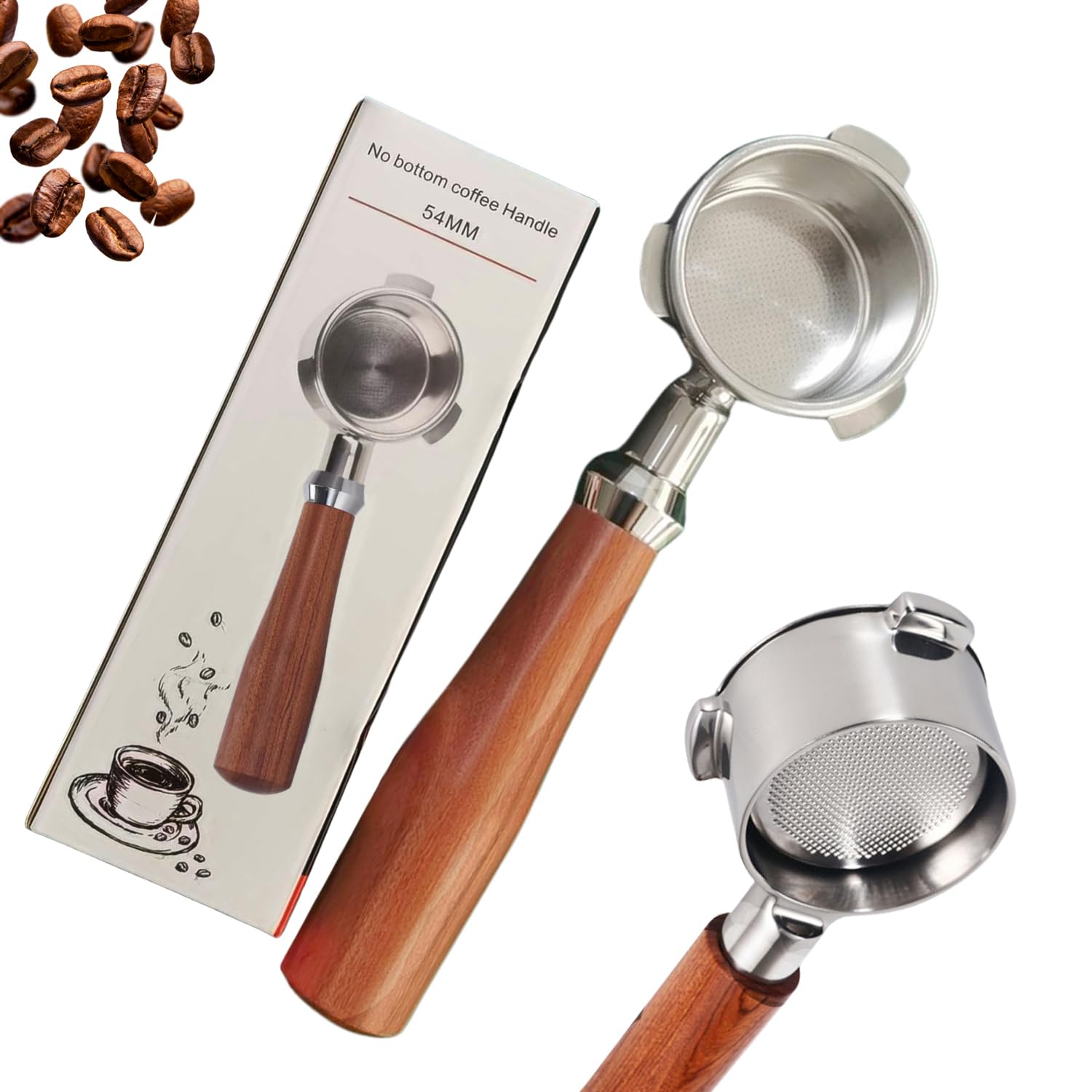 Espresso 54Mm Bottomless Portafilter   Fits 54 Mm Breville Machines   Stainless Steel With Filter Basket  Espresso Machine Acces