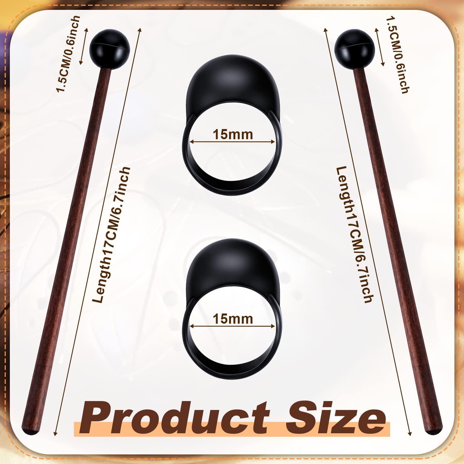 4 Pcs Steel Tongue Drum Mallets 8 Inch Glockenspiel Sticks Drum Stick Mallet And 8 Steel Tongue Drum Finger Sleeves, Silicone Ru