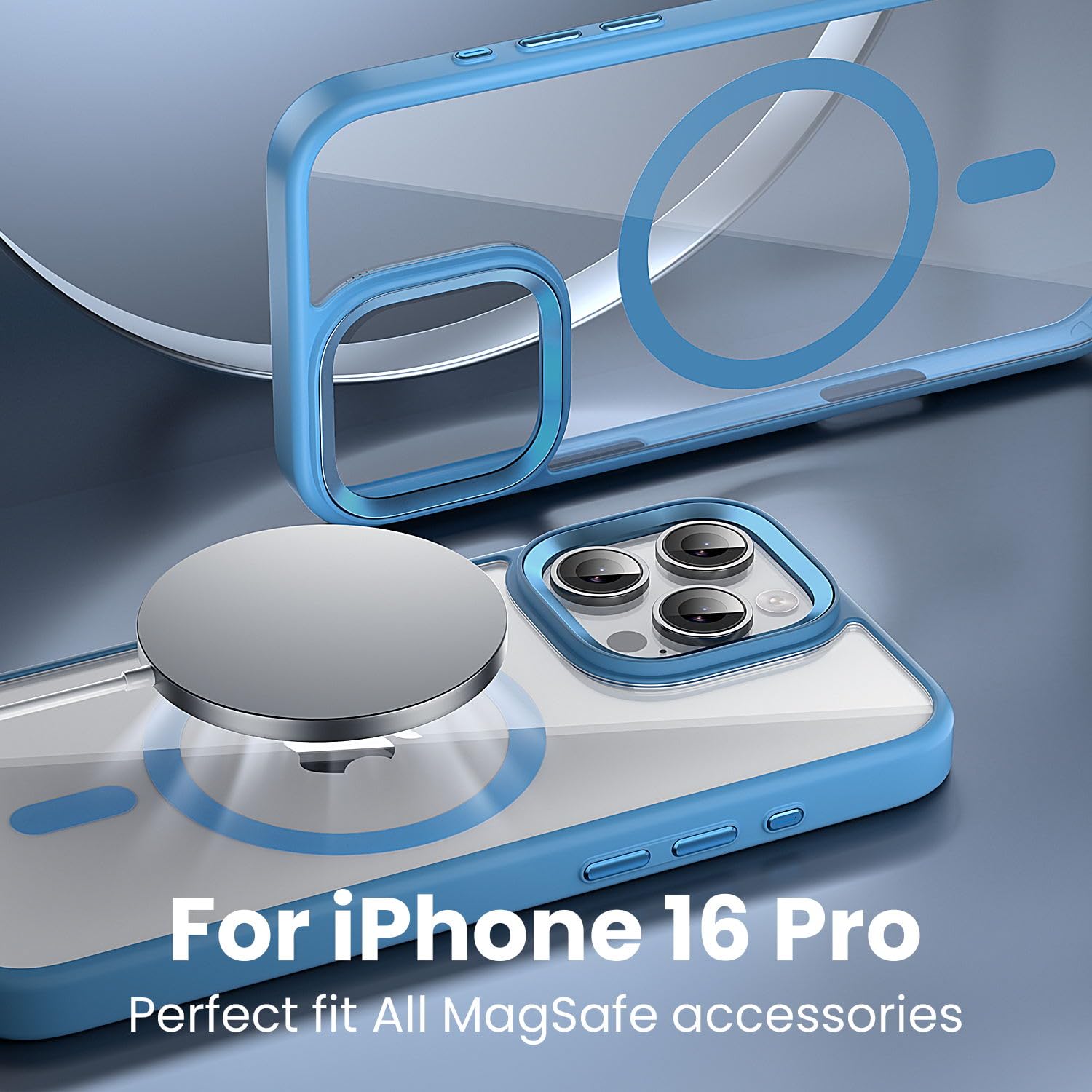 Gyizho Magnetic Case For Iphone 16 Pro Case, [Military Grade Drop Tested] [Compatible With Magsafe] Slim Protective Cover Transl