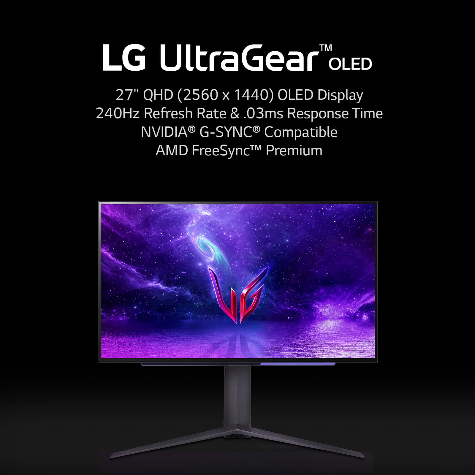 Lg 27 Ultragear Oled Qhd Gaming Monitor With 240Hz .03Ms Gtg & Nvidia G-Sync Compatible,Black
