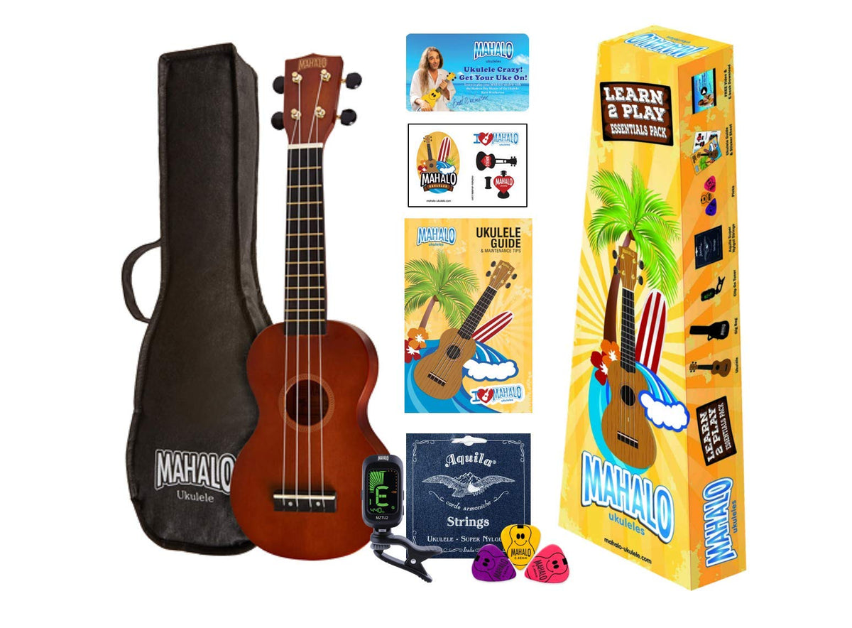 Mahalo Ukuleles Rainbow Series, 4 String Ukulele, Right, Brown, Soprano (Mr1Tbrk)