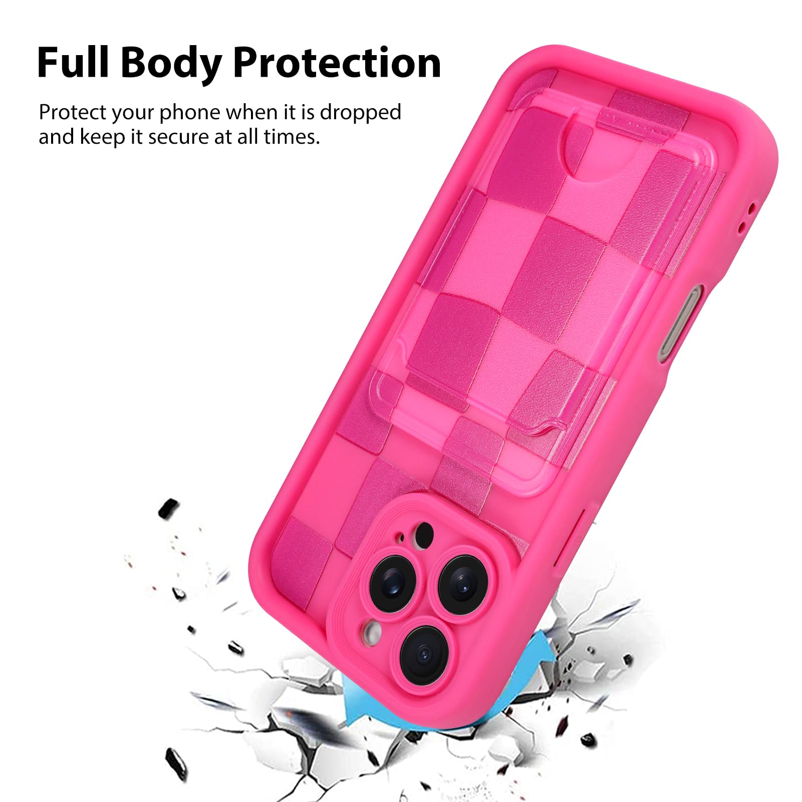 Kanghar Compatible With Iphone 16 Pro Max Case, Wallet Silicone Checkered Cute Pattern, Card Holder Camera Protection Soft Slim
